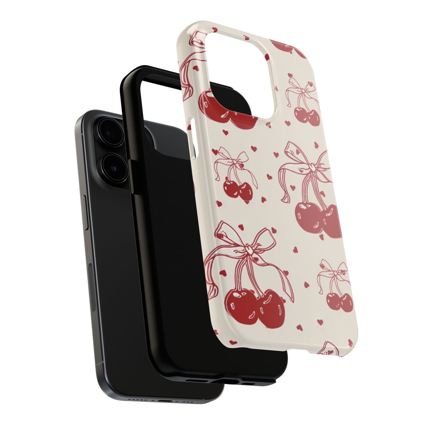 Red Cherry Pattern Fashion Aesthetic Glossy Phone Case