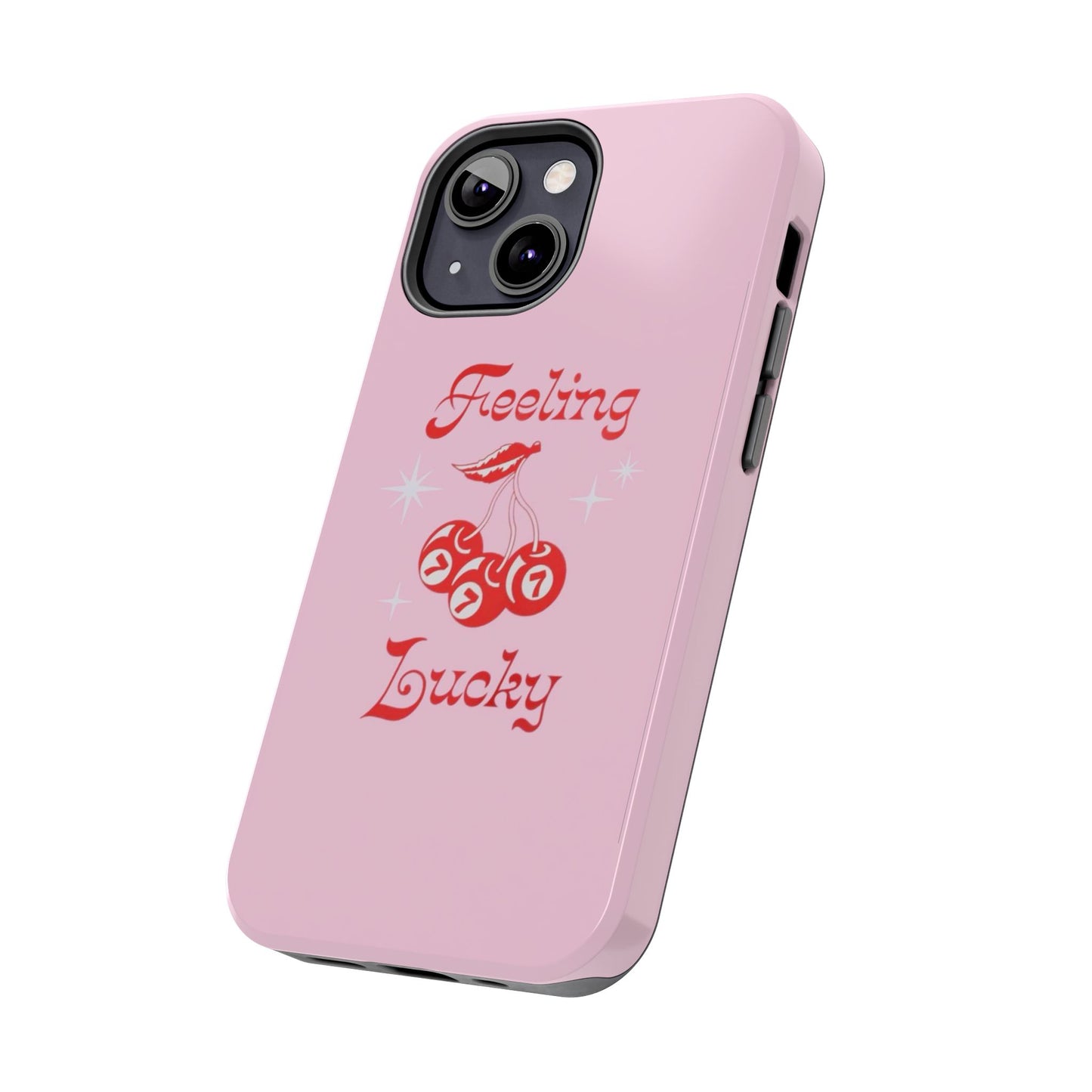 Feeling Lucky Pink Aesthetic Glossy Phone Case, Affirmations