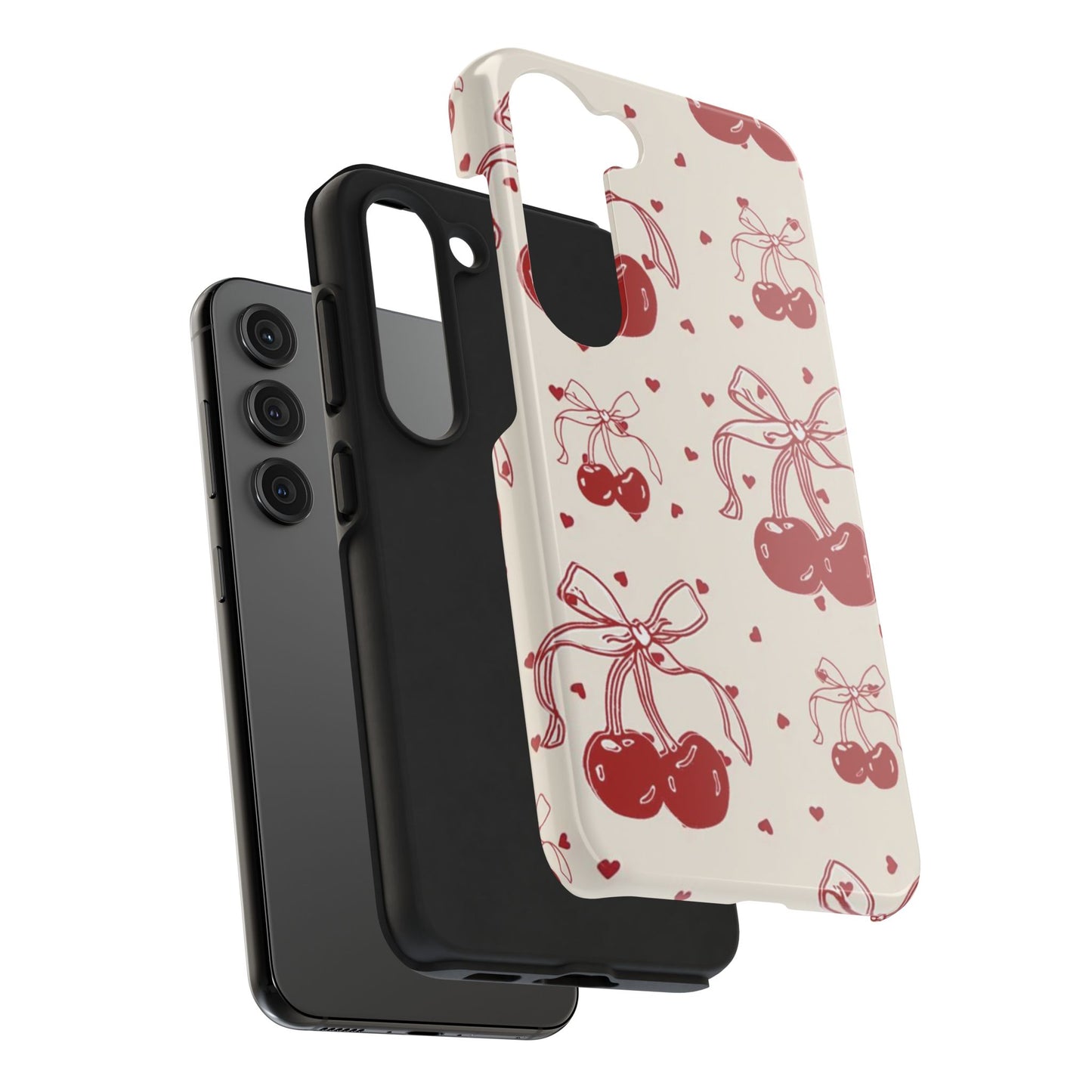 Red Cherry Pattern Fashion Aesthetic Glossy Phone Case