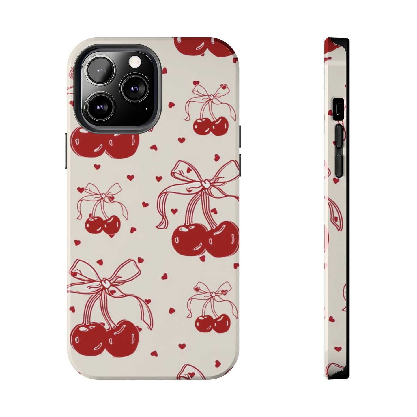 Red Cherry Pattern Fashion Aesthetic Glossy Phone Case