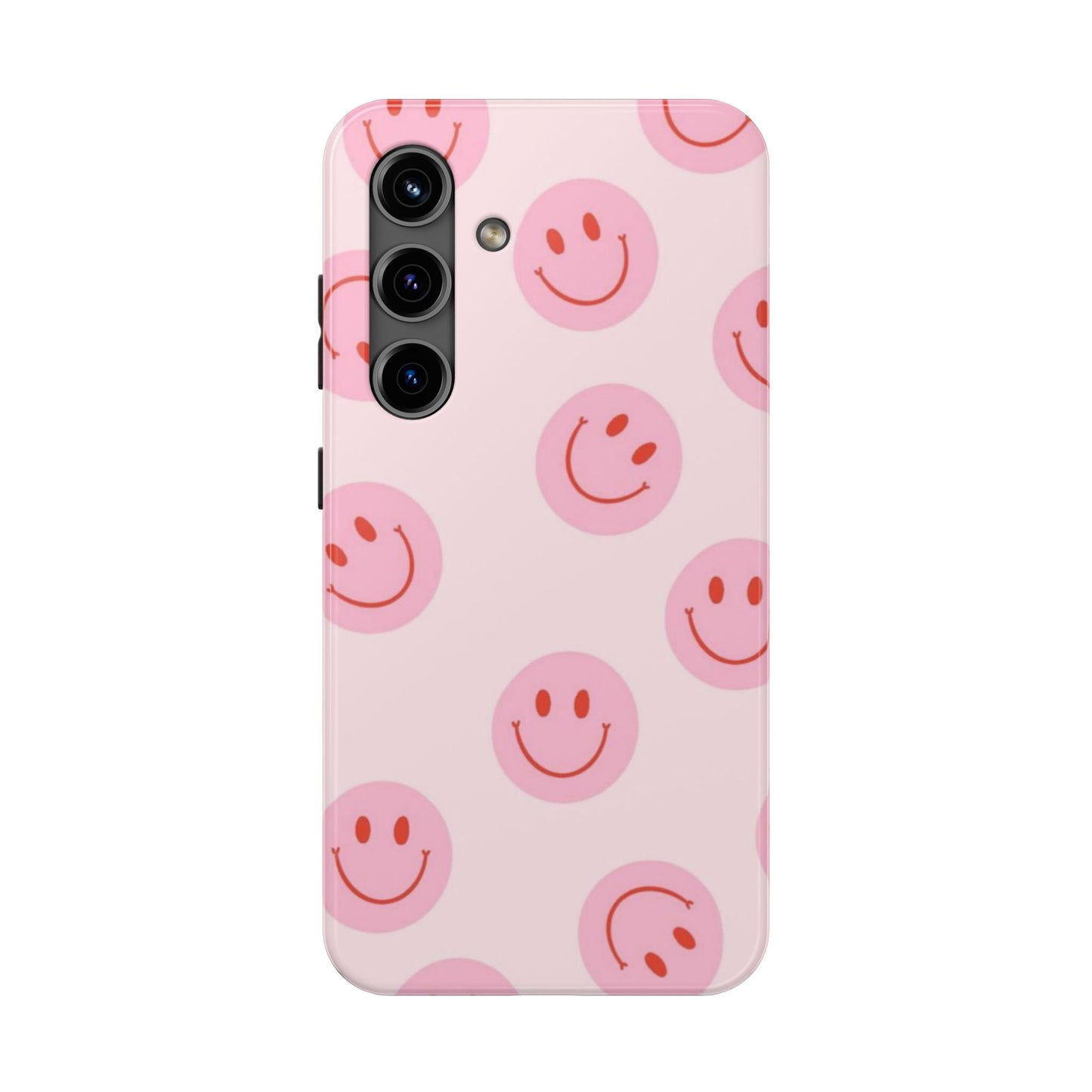 Smiley Face Pink Aesthetic Glossy Phone Case