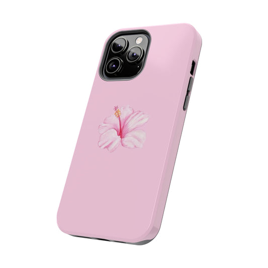 Hibiscus Flower Phone Case, Pink, Tropical, Hawaiin, Clean Girl Aesthetic, Preppy, Glossy Phone Case
