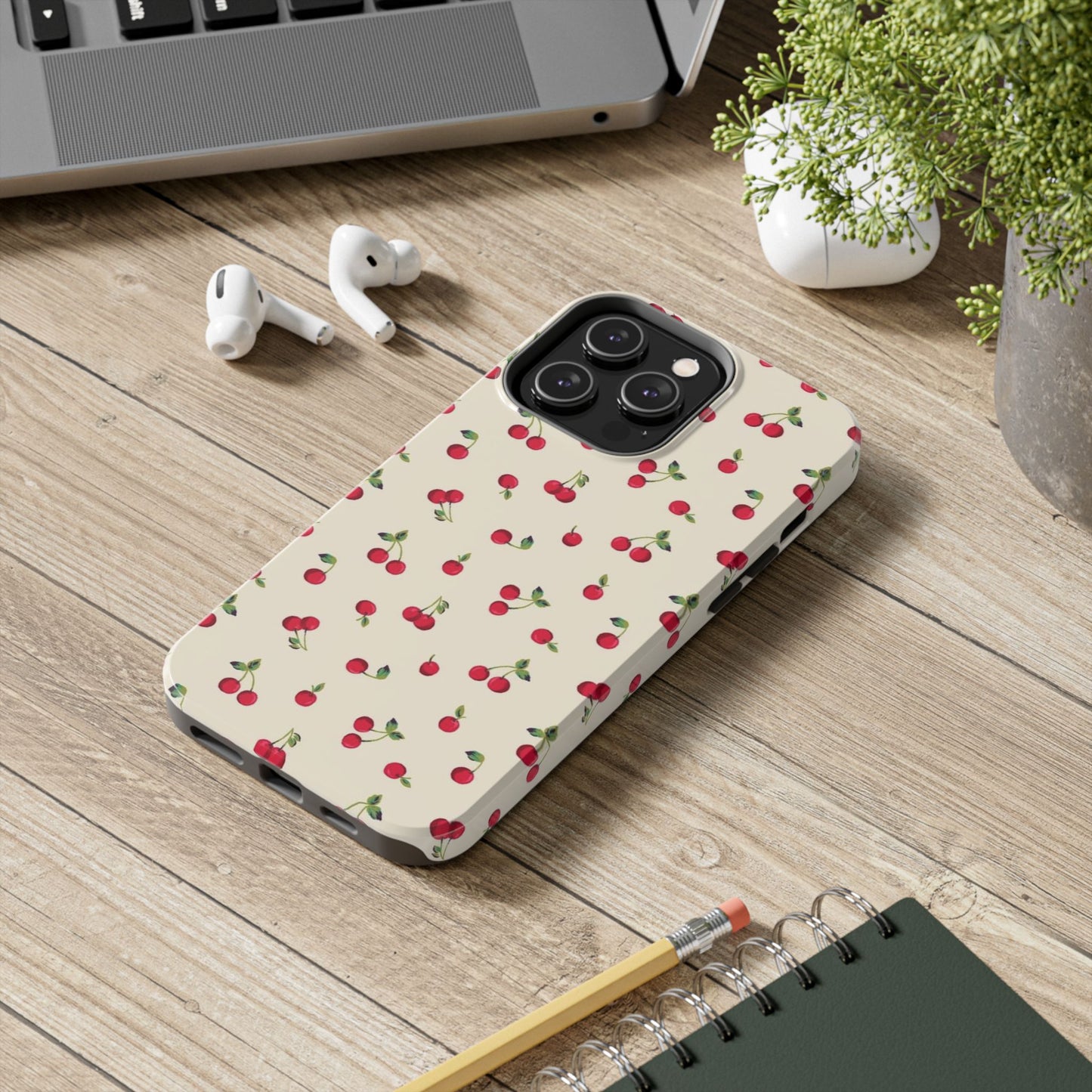 Cherry Print Glossy Phone Case, Feminine, Cutesy