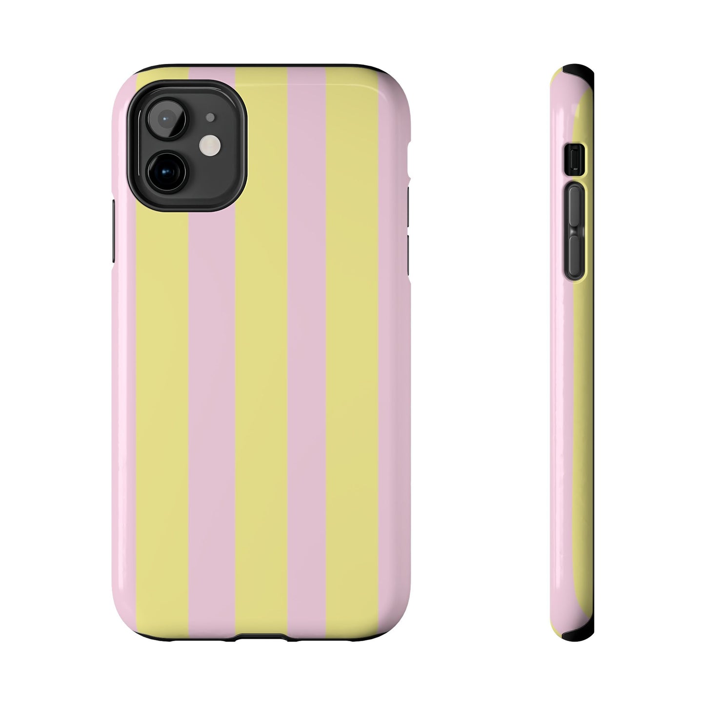 Pastel striped phone case, Pink and yellow stripes