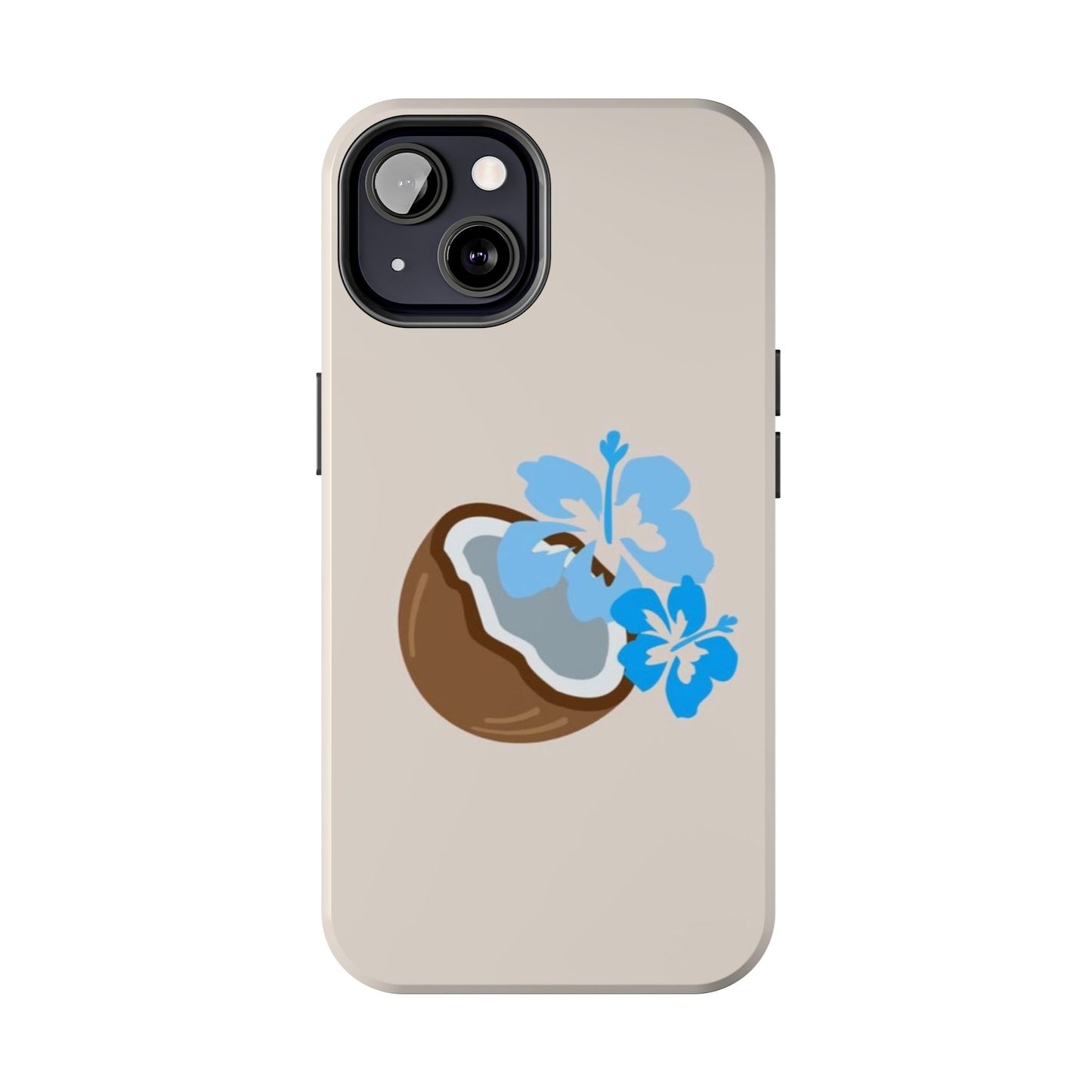 Hawaiian Cute Phone Case, Coconut, Hibiscus, Summery, Tropical, Clean Girl Aesthetic, Preppy, Glossy Phone Case