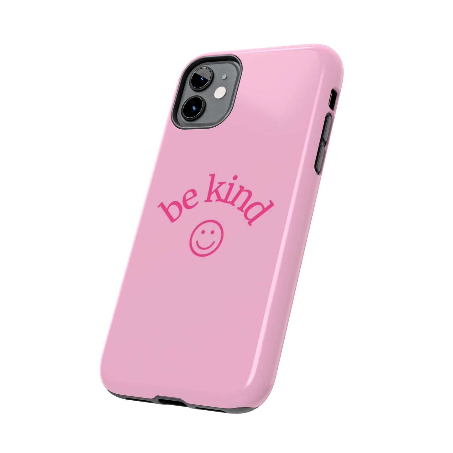 Be Kind Smiley Face Phone Case, Pink, Glossy