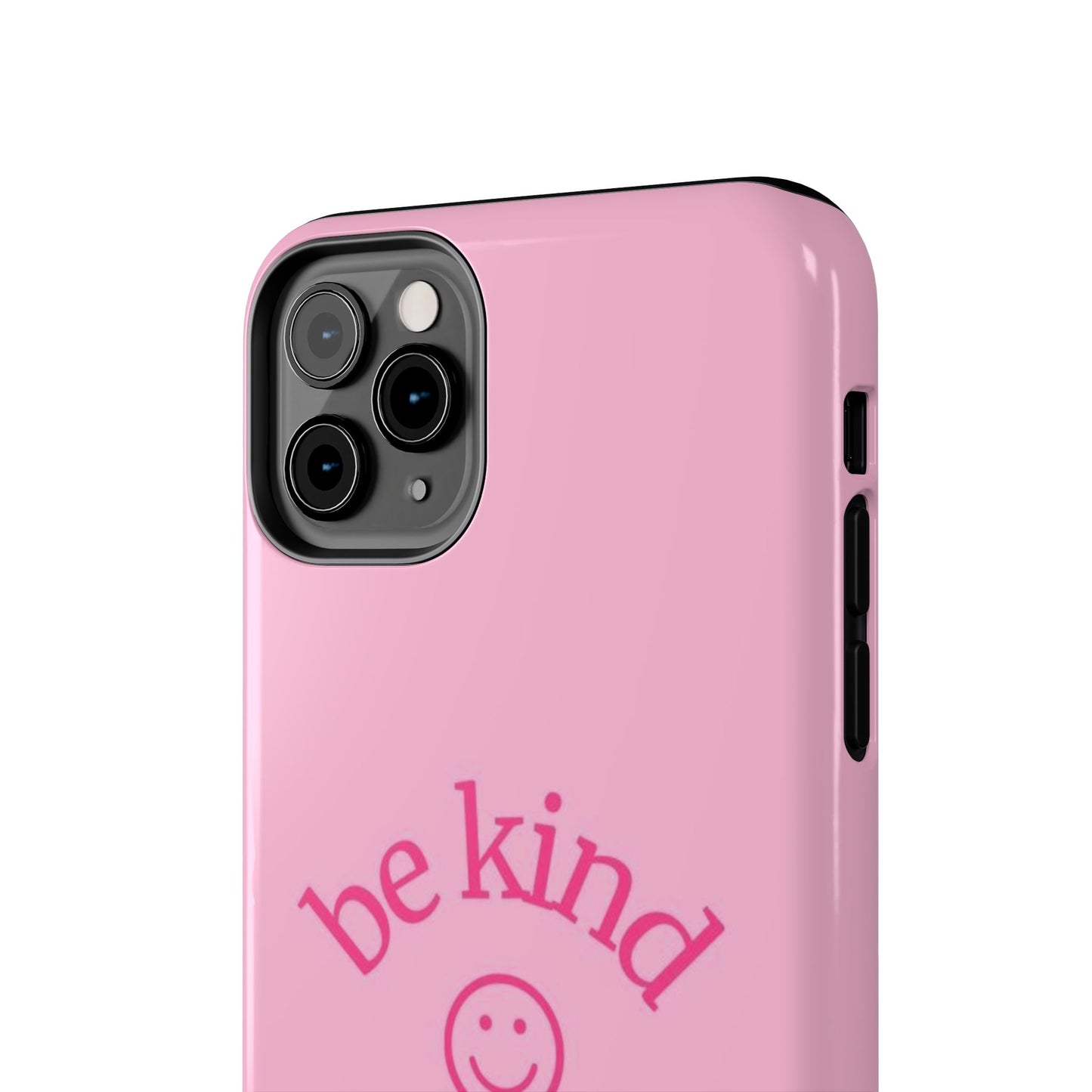 Be Kind Smiley Face Phone Case, Pink, Glossy