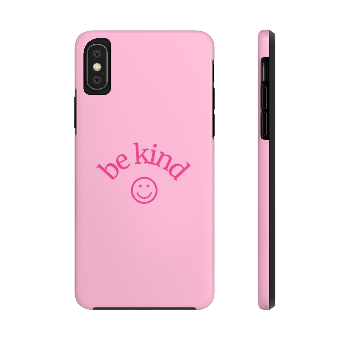 Be Kind Smiley Face Phone Case, Pink, Glossy