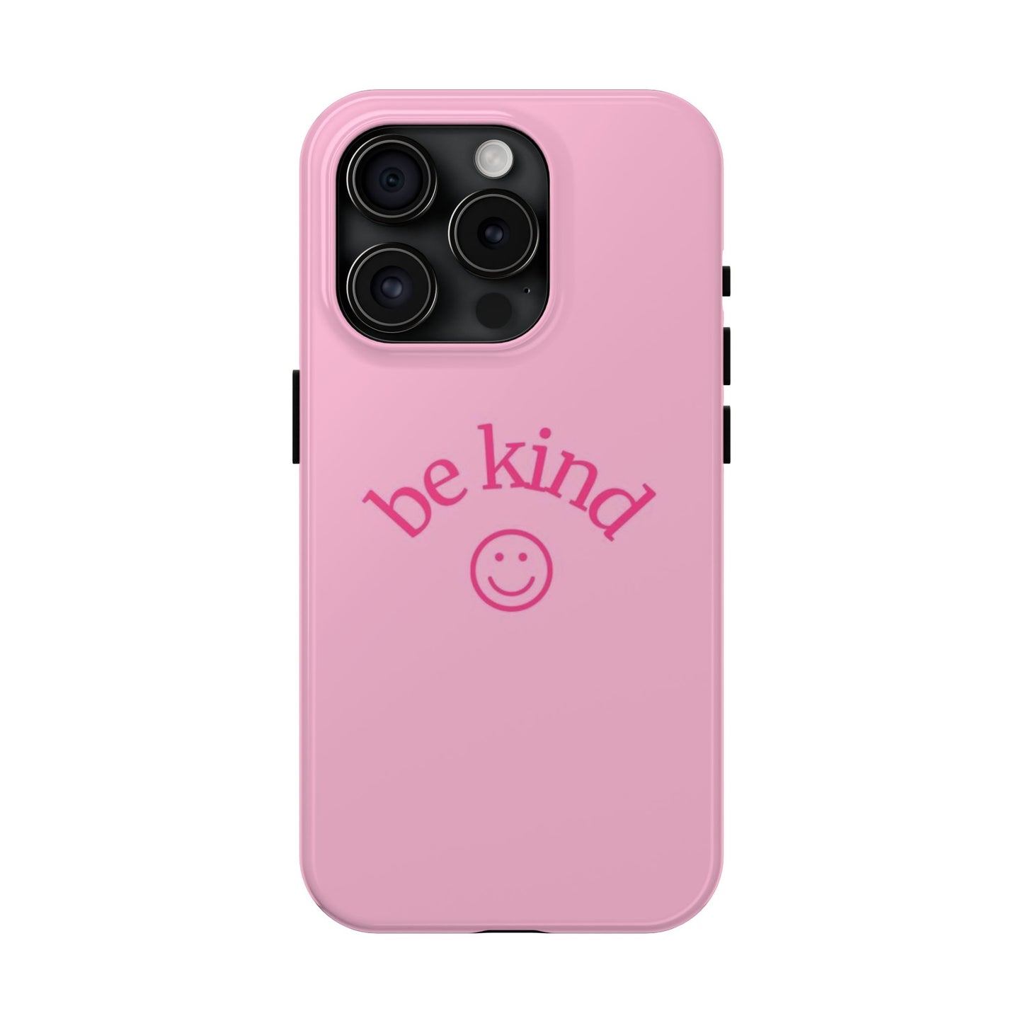 Be Kind Smiley Face Phone Case, Pink, Glossy
