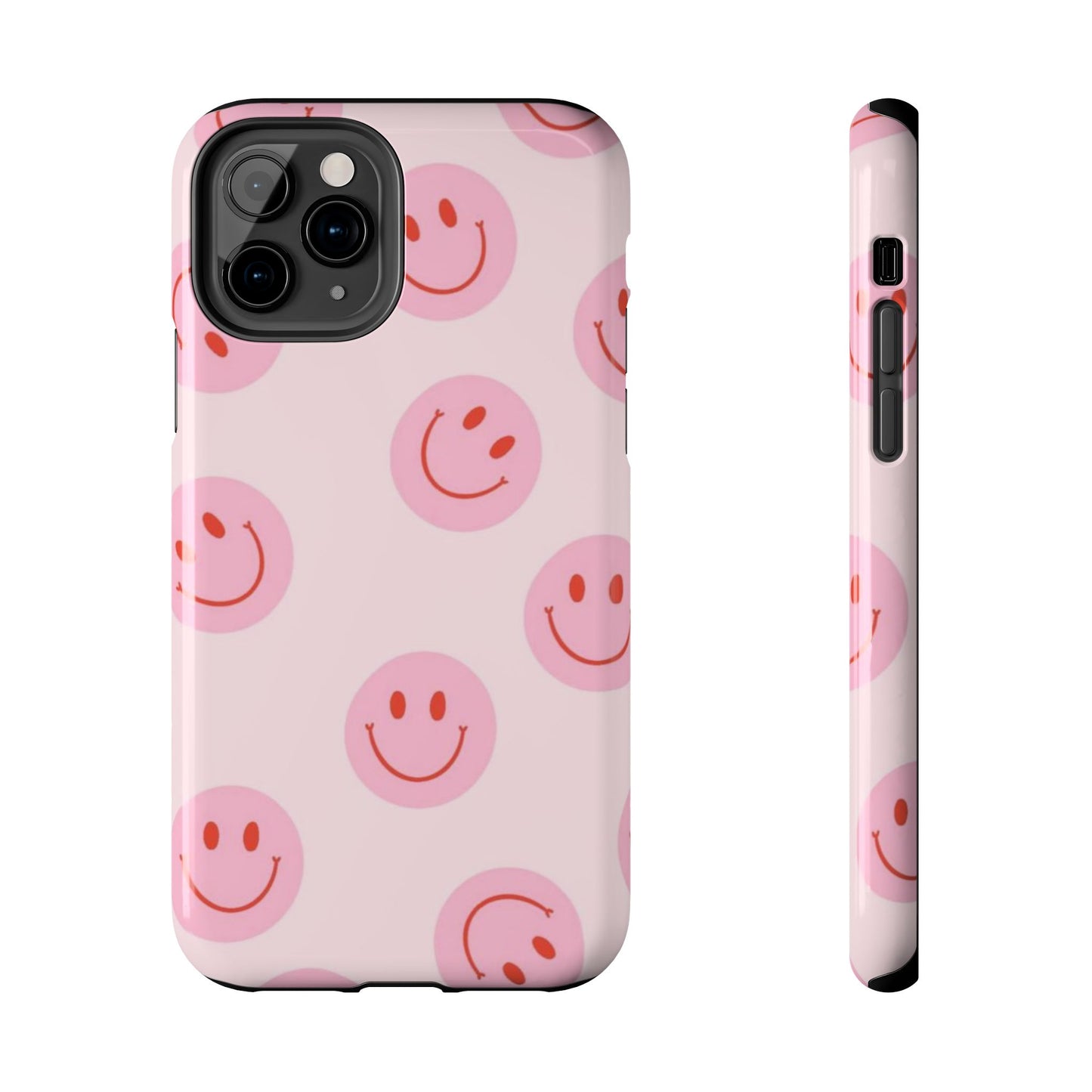 Smiley Face Pink Aesthetic Glossy Phone Case