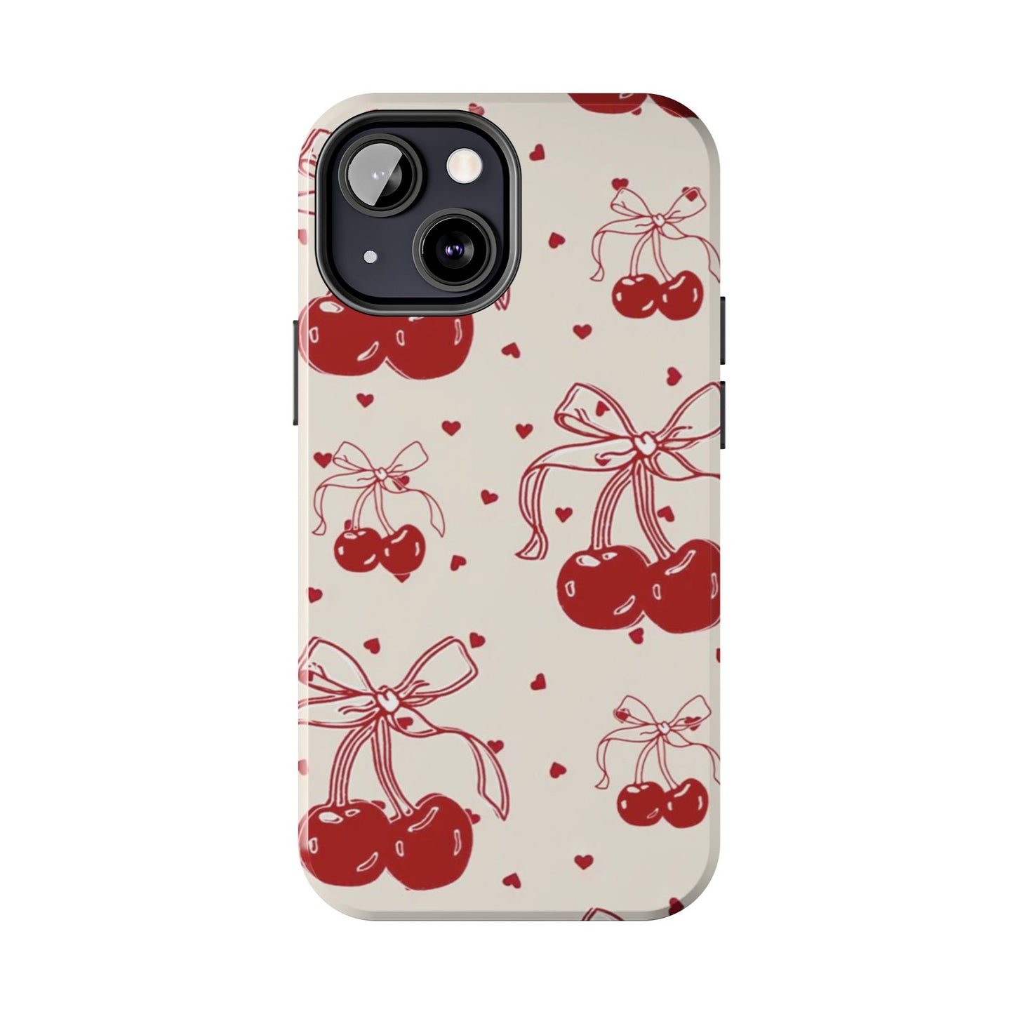 Red Cherry Pattern Fashion Aesthetic Glossy Phone Case
