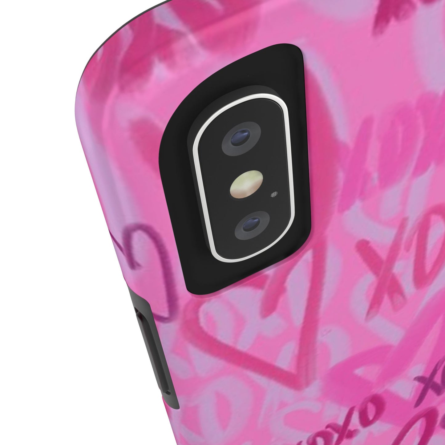 Glossy Phone Case, Graffiti, Spray Paint Hearts, Pink, Cute, Protective