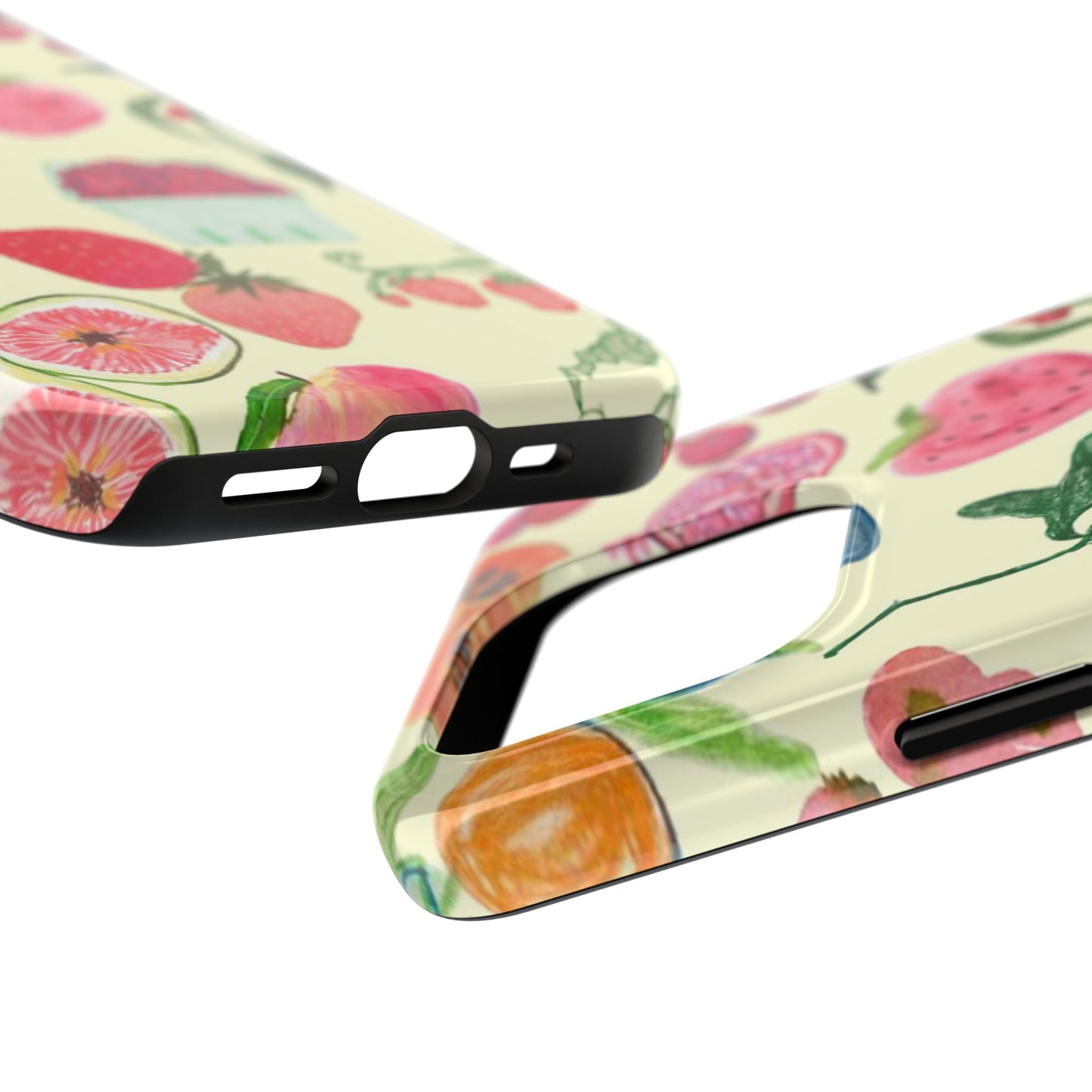 Fruit Print Phone Case, Yellow, Aesthetic, Hailey Bieber, Matilda Djerf, LA, Preppy, Clean Girl, Glossy Phone Case