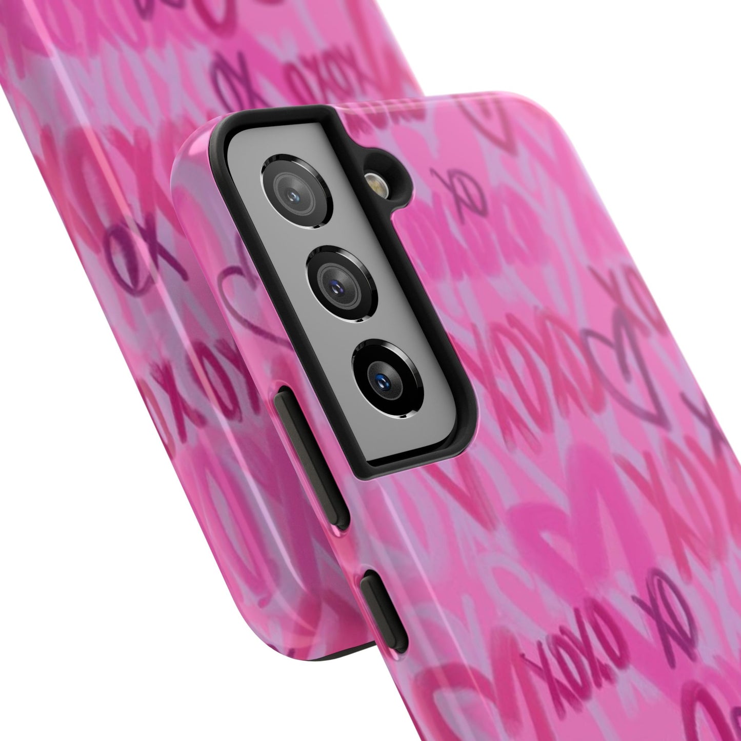 Glossy Phone Case, Graffiti, Spray Paint Hearts, Pink, Cute, Protective