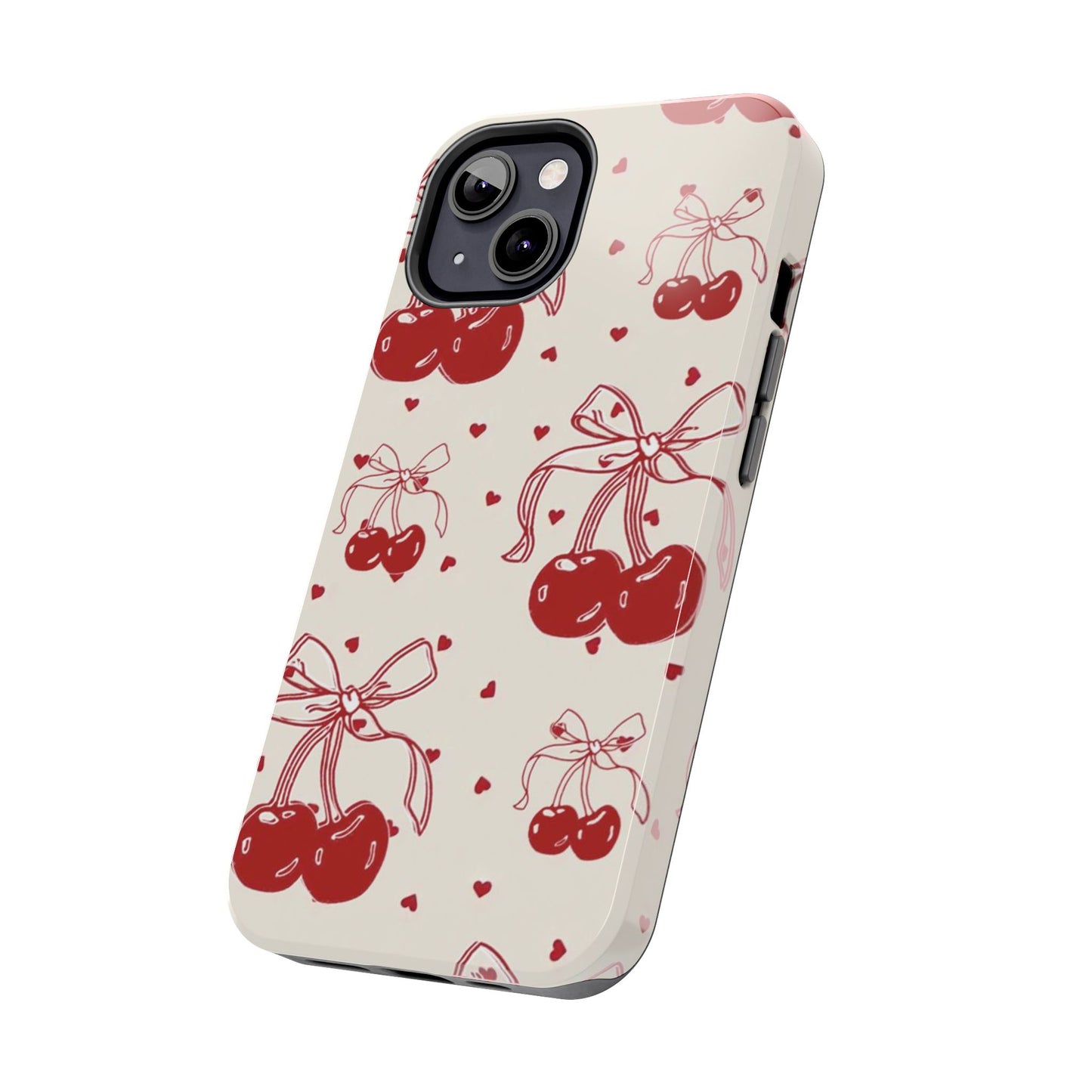 Red Cherry Pattern Fashion Aesthetic Glossy Phone Case