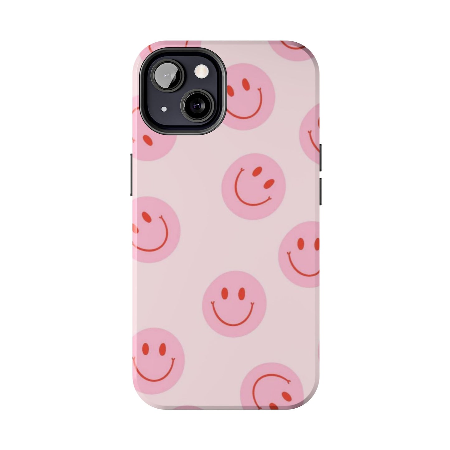 Smiley Face Pink Aesthetic Glossy Phone Case