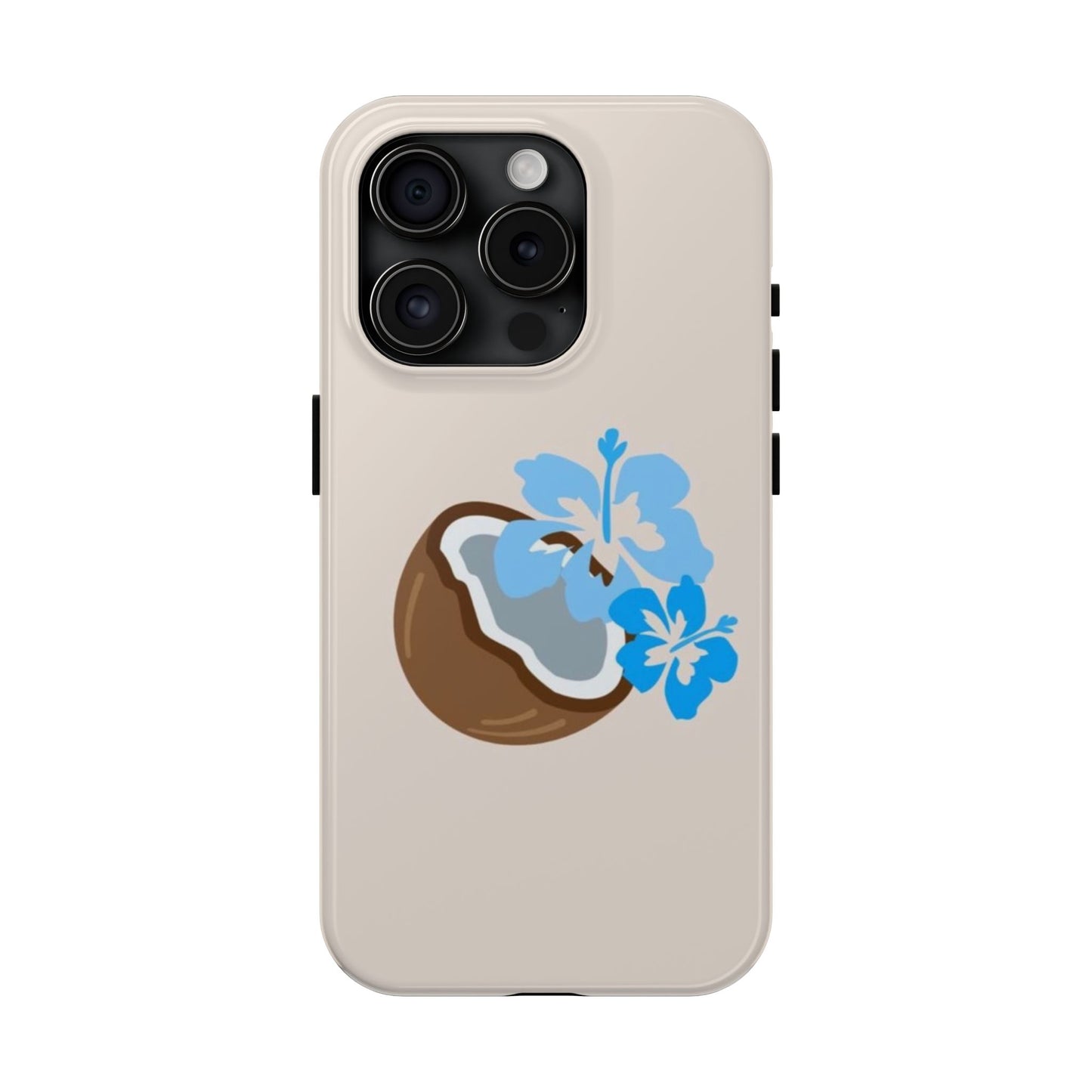 Hawaiian Cute Phone Case, Coconut, Hibiscus, Summery, Tropical, Clean Girl Aesthetic, Preppy, Glossy Phone Case