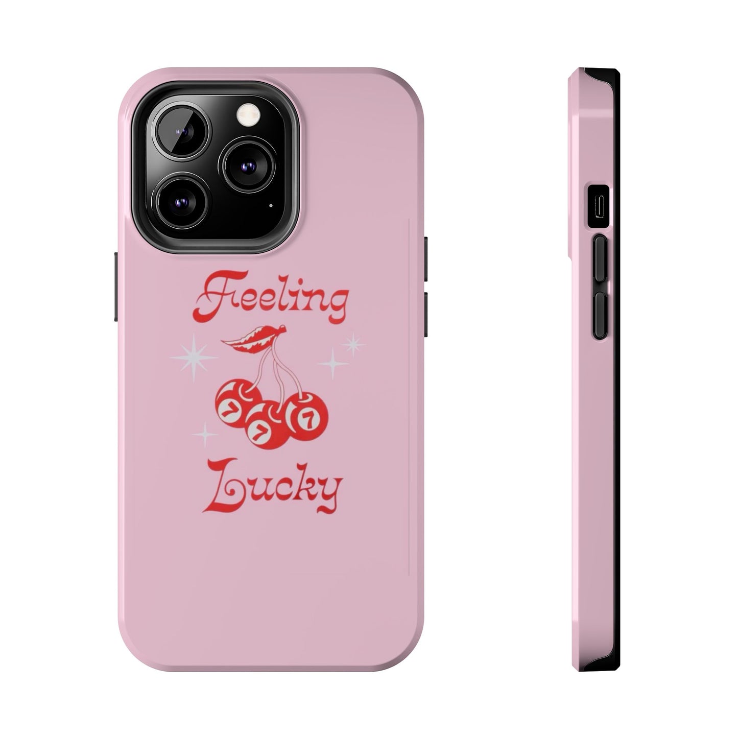 Feeling Lucky Pink Aesthetic Glossy Phone Case, Affirmations