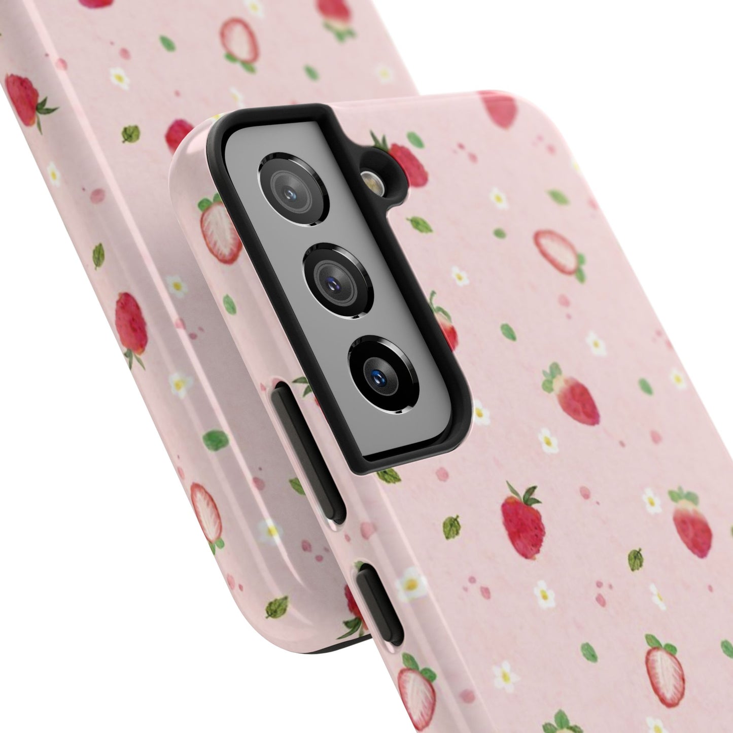 Strawberry Coquette Phone Case, Pink, Farmcore, Garden, Fairy, Spring Vibes, Fruit, Cute, Clean Girl, Glossy Phone Case