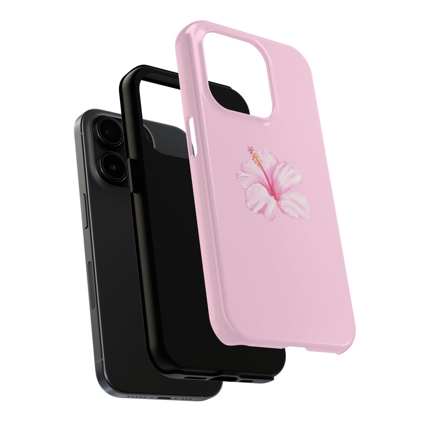 Hibiscus Flower Phone Case, Pink, Tropical, Hawaiin, Clean Girl Aesthetic, Preppy, Glossy Phone Case