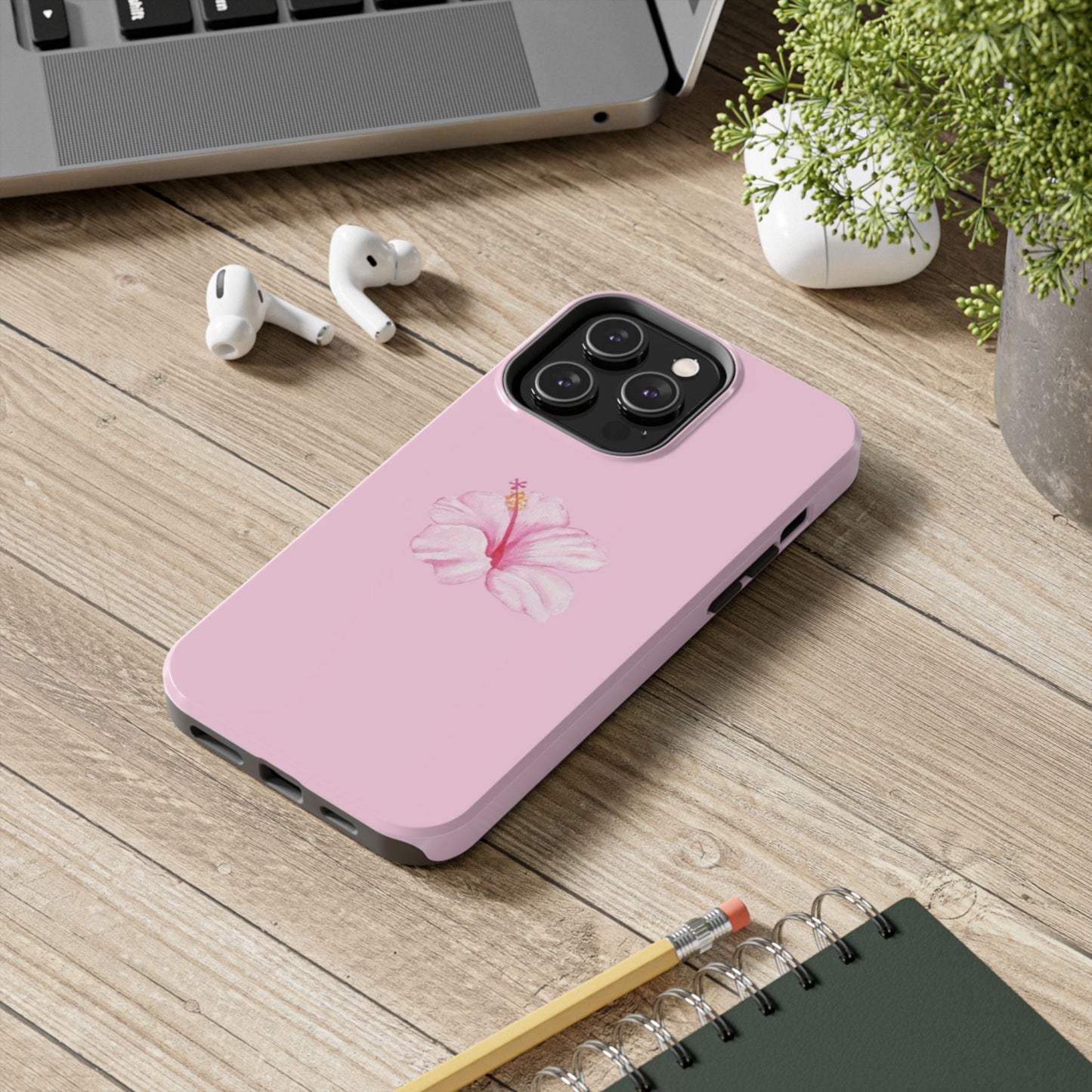 Hibiscus Flower Phone Case, Pink, Tropical, Hawaiin, Clean Girl Aesthetic, Preppy, Glossy Phone Case