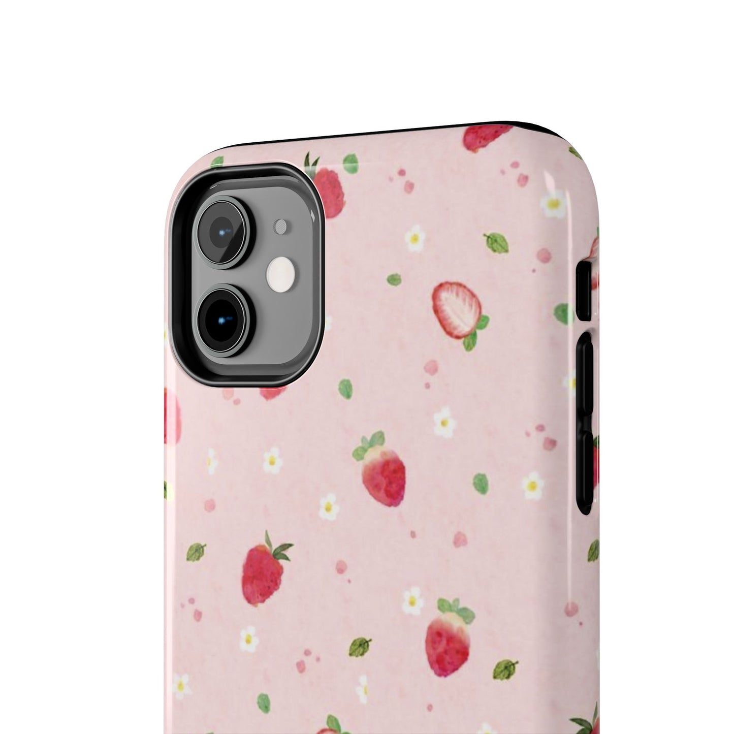 Strawberry Coquette Phone Case, Pink, Farmcore, Garden, Fairy, Spring Vibes, Fruit, Cute, Clean Girl, Glossy Phone Case