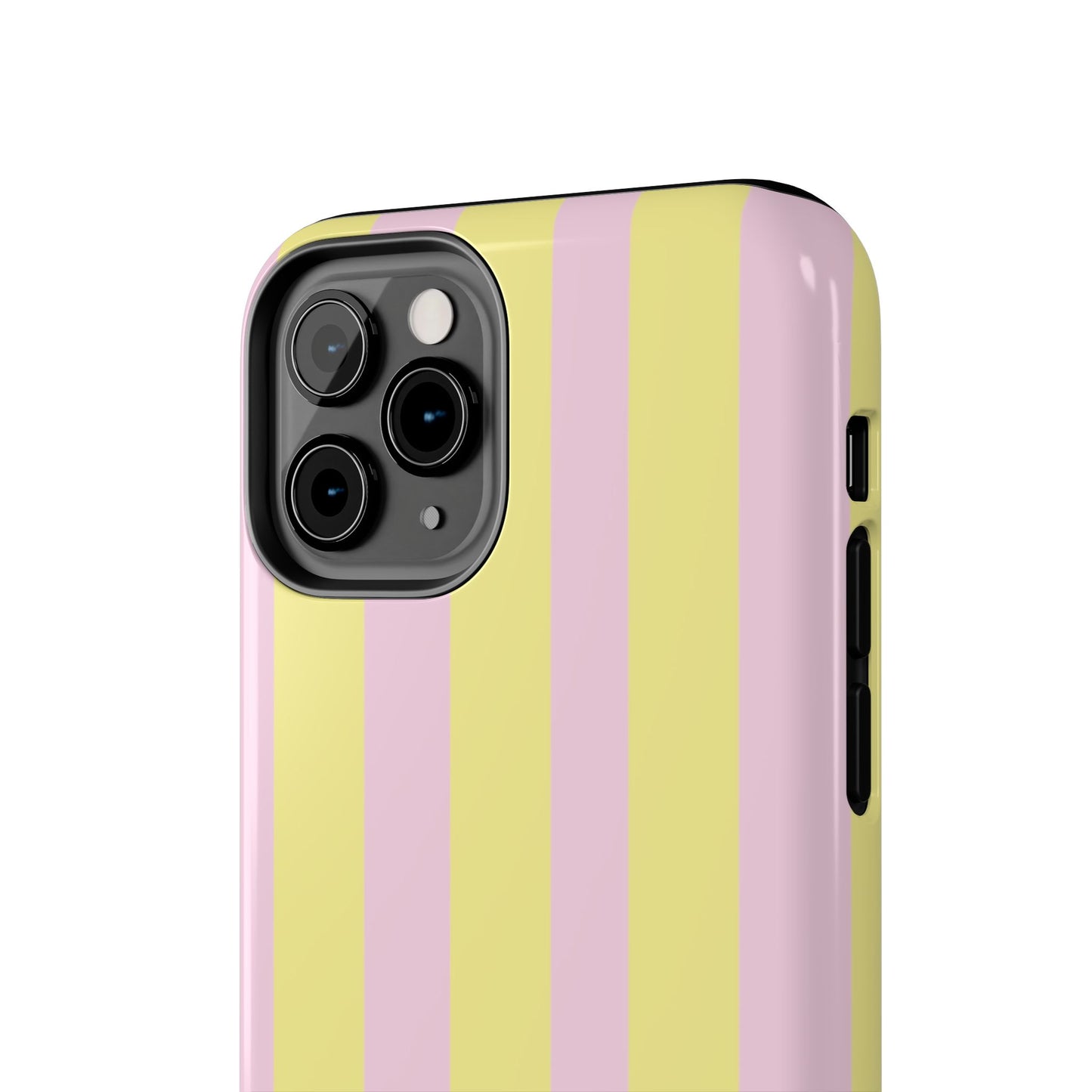Pastel striped phone case, Pink and yellow stripes