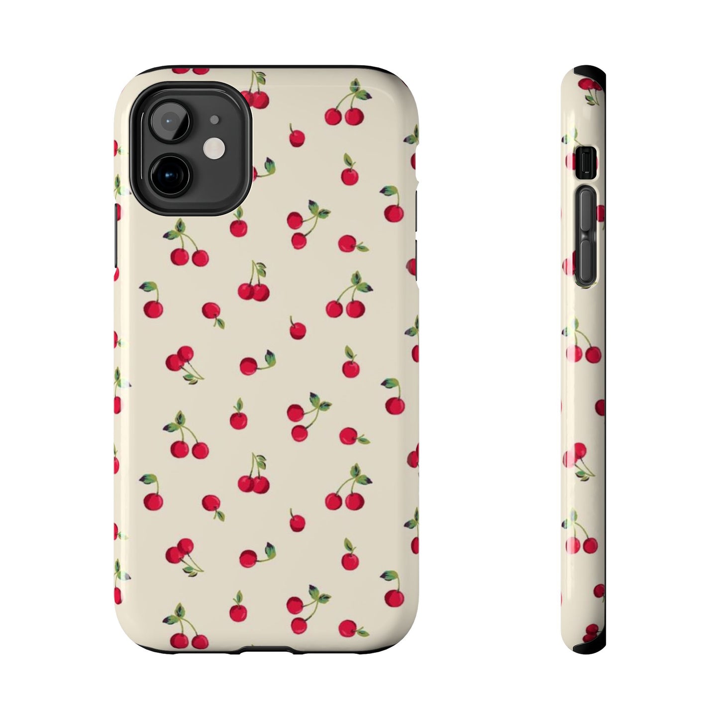 Cherry Print Glossy Phone Case, Feminine, Cutesy