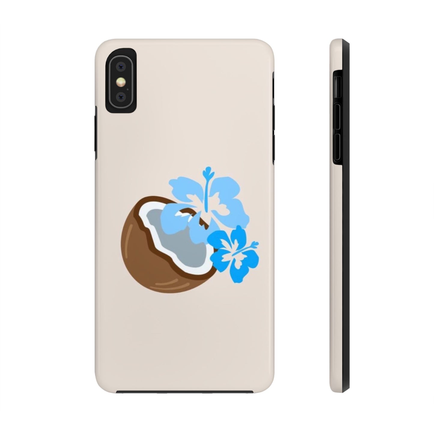 Hawaiian Cute Phone Case, Coconut, Hibiscus, Summery, Tropical, Clean Girl Aesthetic, Preppy, Glossy Phone Case