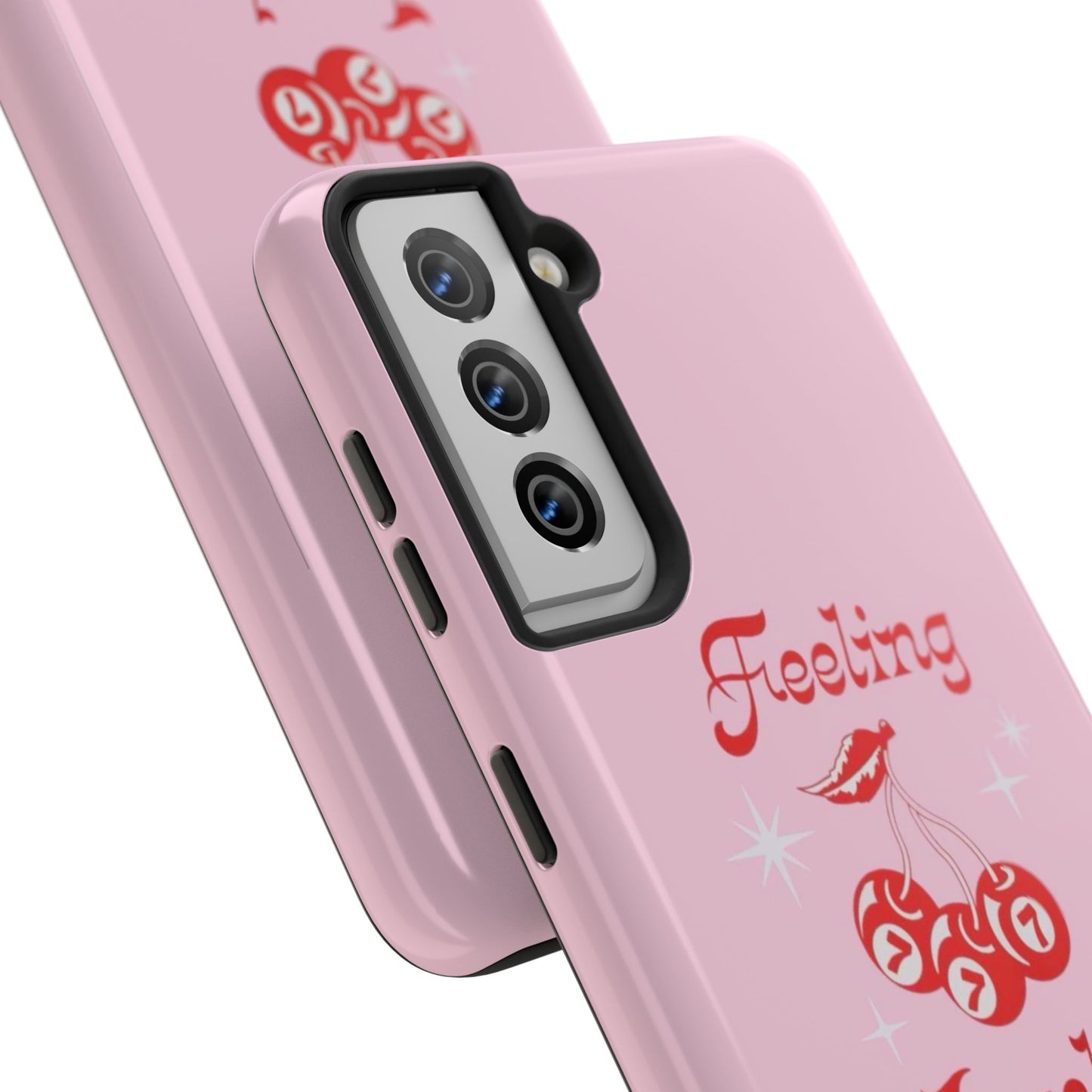 Feeling Lucky Pink Aesthetic Glossy Phone Case, Affirmations