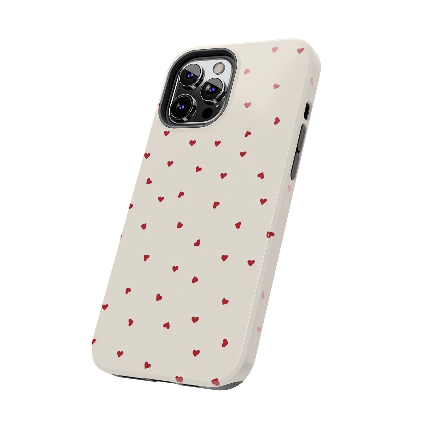 Glossy Phone Case, Red Heart Print, Coquette, Aesthetic Phone Case