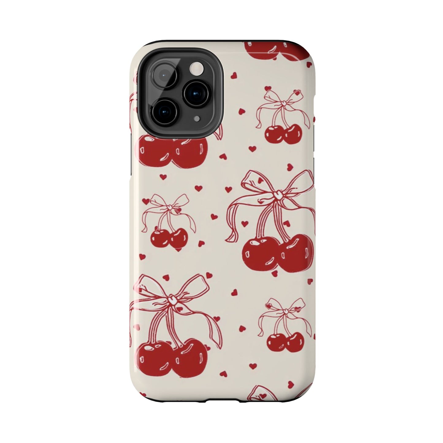 Red Cherry Pattern Fashion Aesthetic Glossy Phone Case