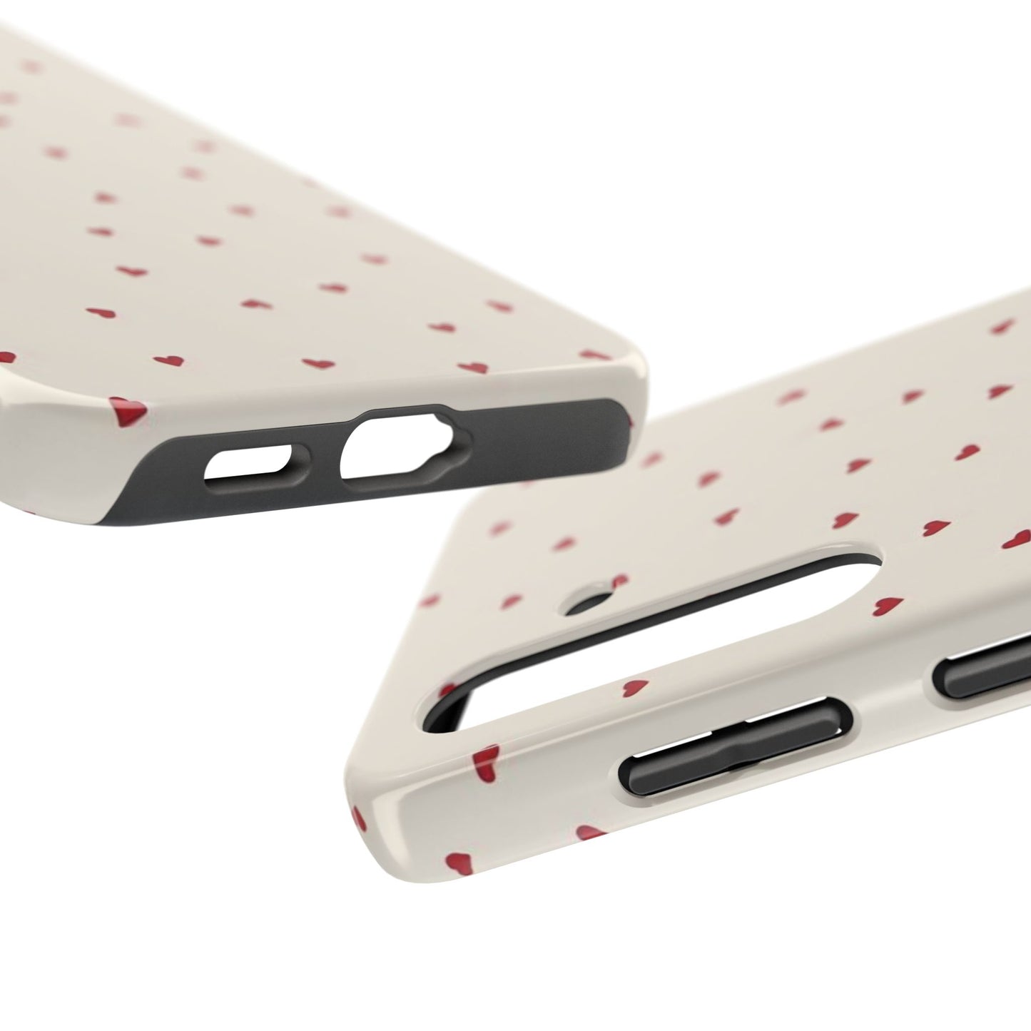 Glossy Phone Case, Red Heart Print, Coquette, Aesthetic Phone Case