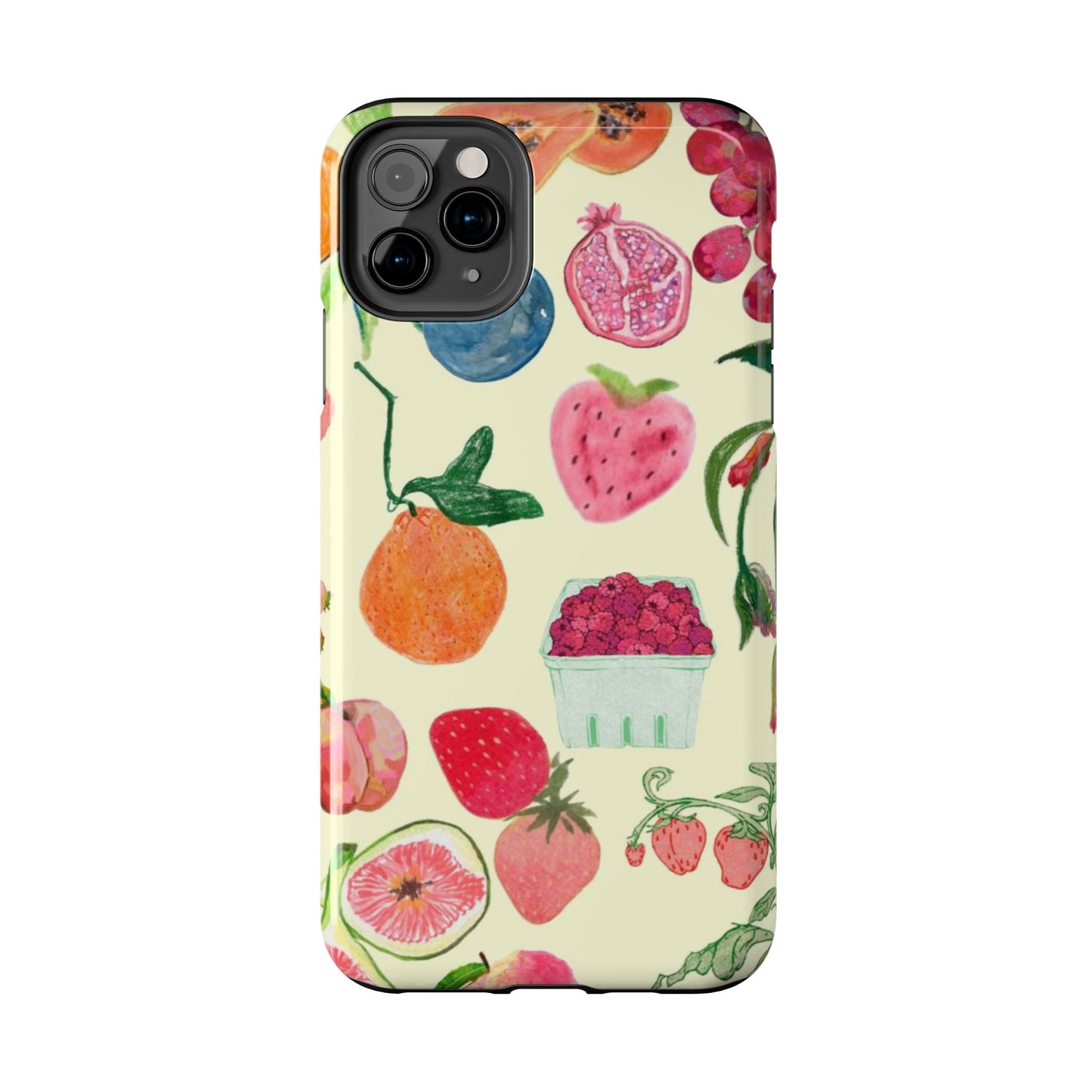 Fruit Print Phone Case, Yellow, Aesthetic, Hailey Bieber, Matilda Djerf, LA, Preppy, Clean Girl, Glossy Phone Case