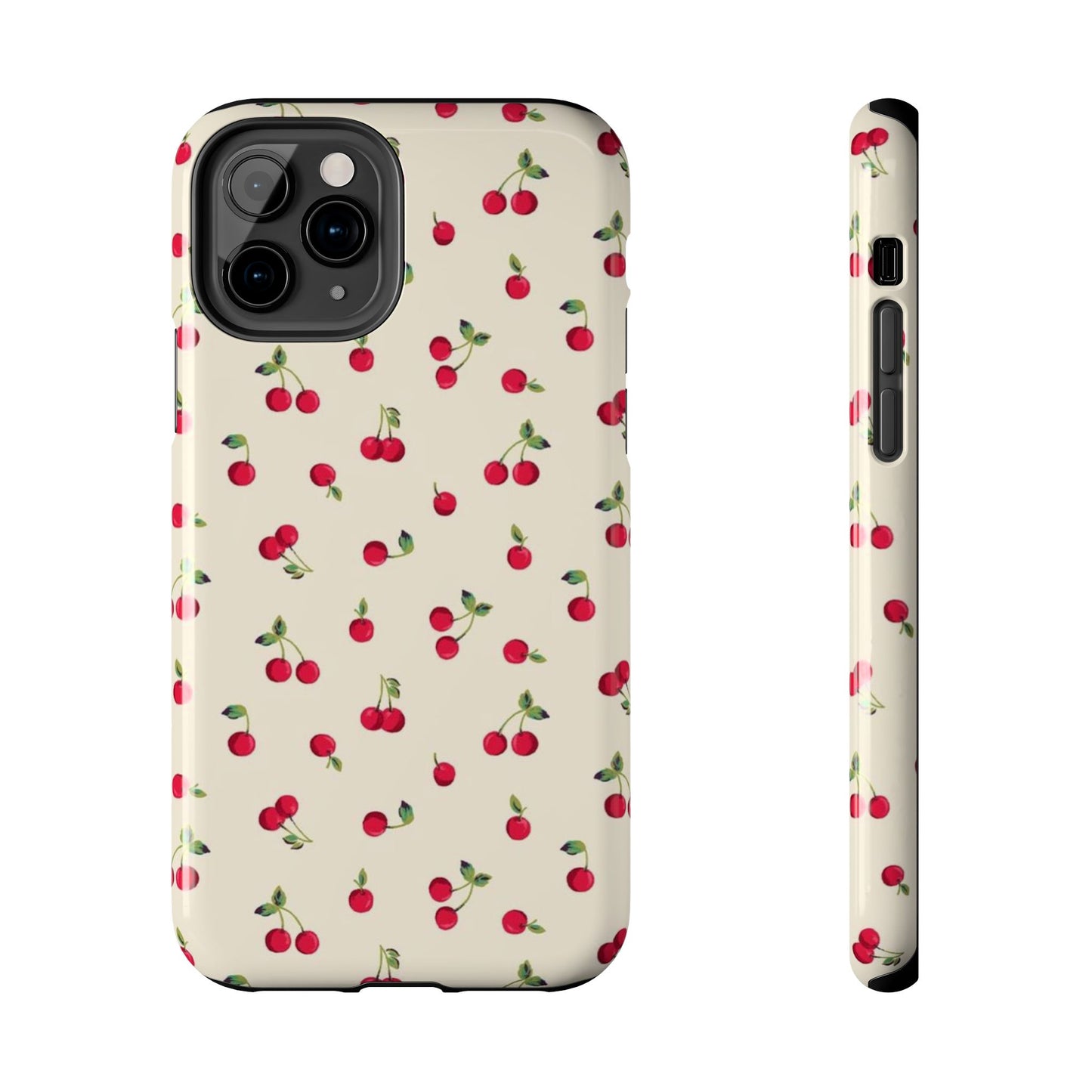 Cherry Print Glossy Phone Case, Feminine, Cutesy