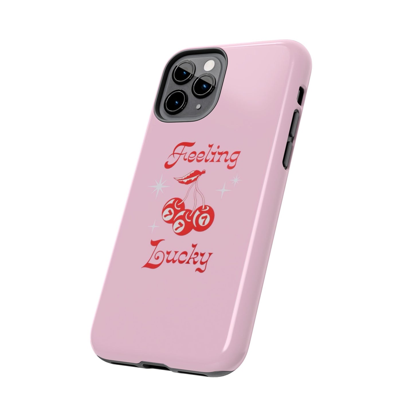 Feeling Lucky Pink Aesthetic Glossy Phone Case, Affirmations