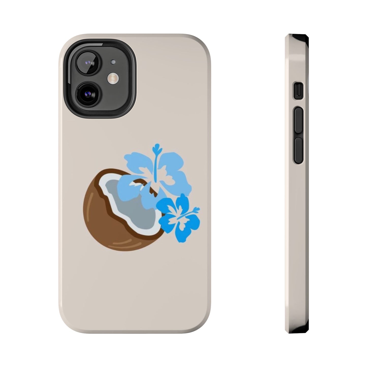 Hawaiian Cute Phone Case, Coconut, Hibiscus, Summery, Tropical, Clean Girl Aesthetic, Preppy, Glossy Phone Case