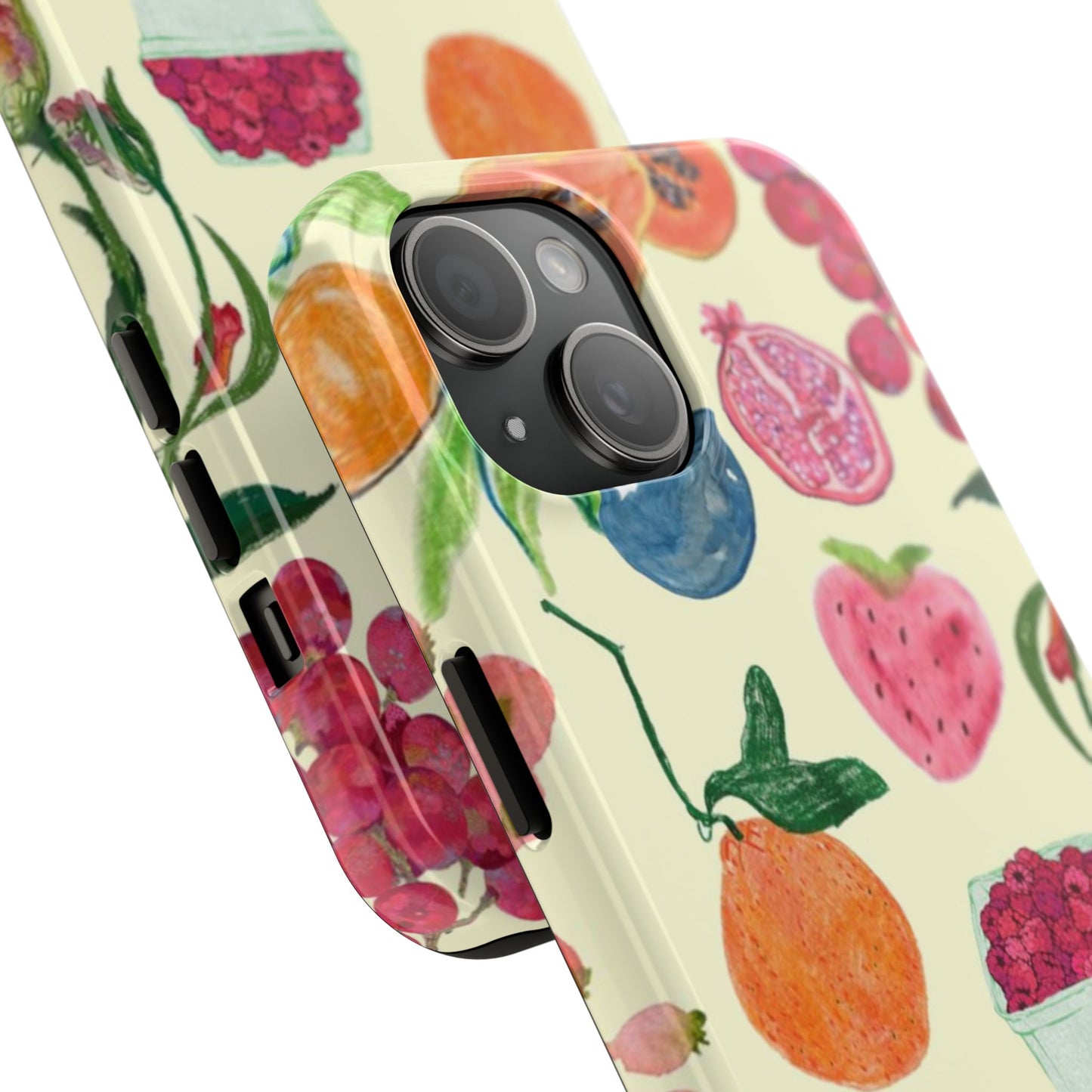 Fruit Print Phone Case, Yellow, Aesthetic, Hailey Bieber, Matilda Djerf, LA, Preppy, Clean Girl, Glossy Phone Case