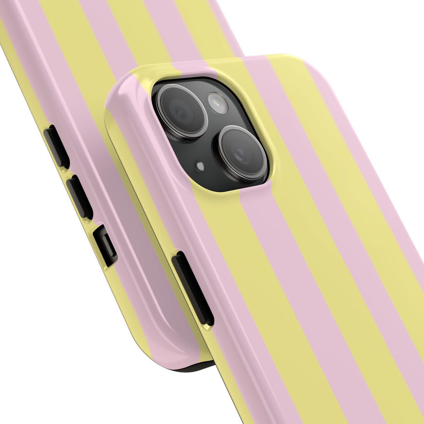 Pastel striped phone case, Pink and yellow stripes