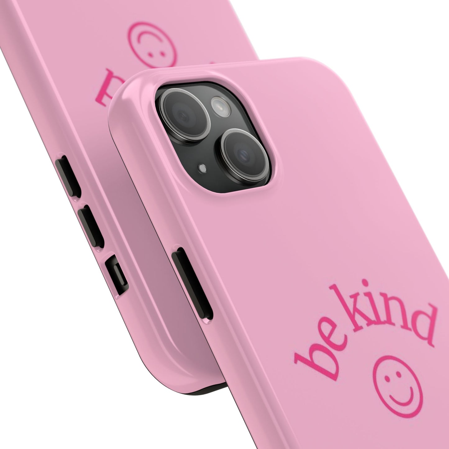 Be Kind Smiley Face Phone Case, Pink, Glossy