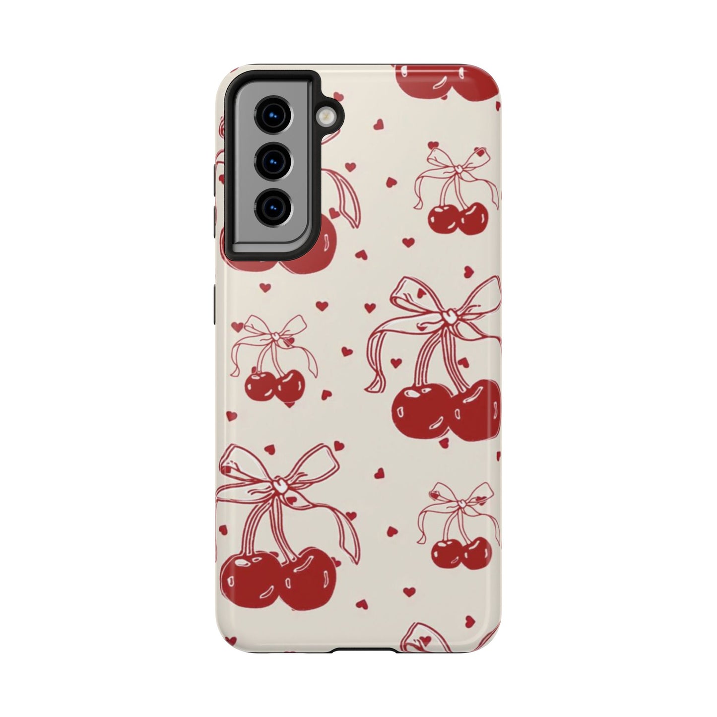 Red Cherry Pattern Fashion Aesthetic Glossy Phone Case