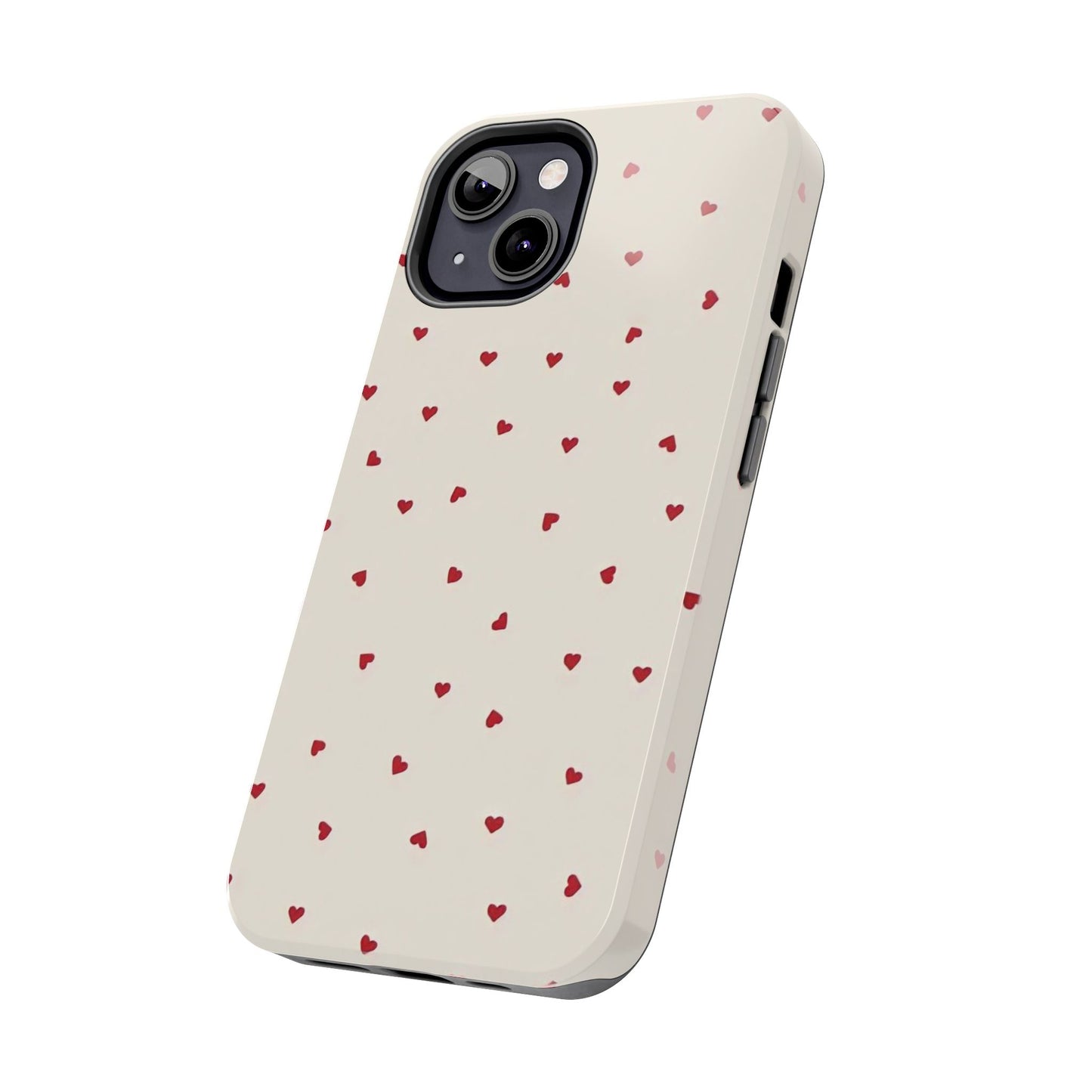Glossy Phone Case, Red Heart Print, Coquette, Aesthetic Phone Case
