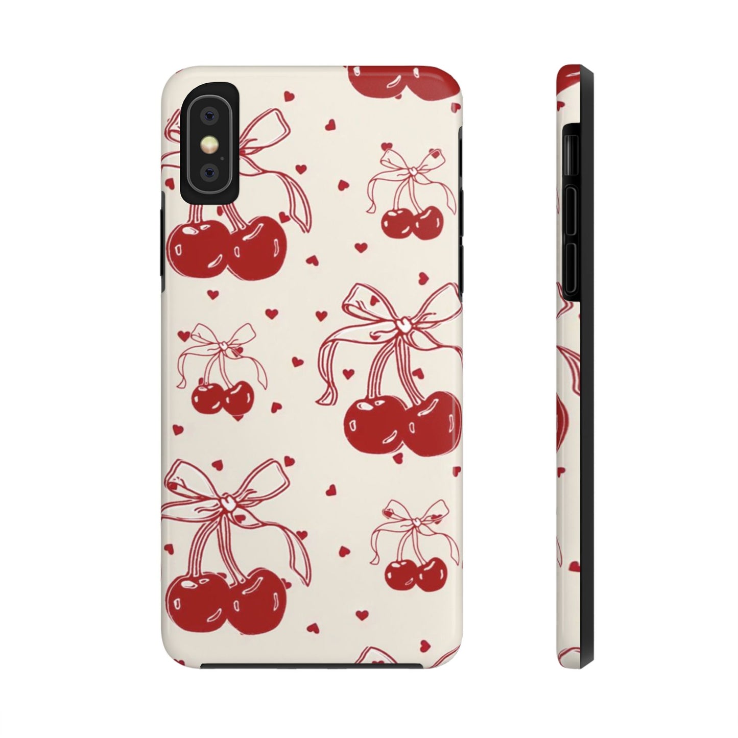 Red Cherry Pattern Fashion Aesthetic Glossy Phone Case