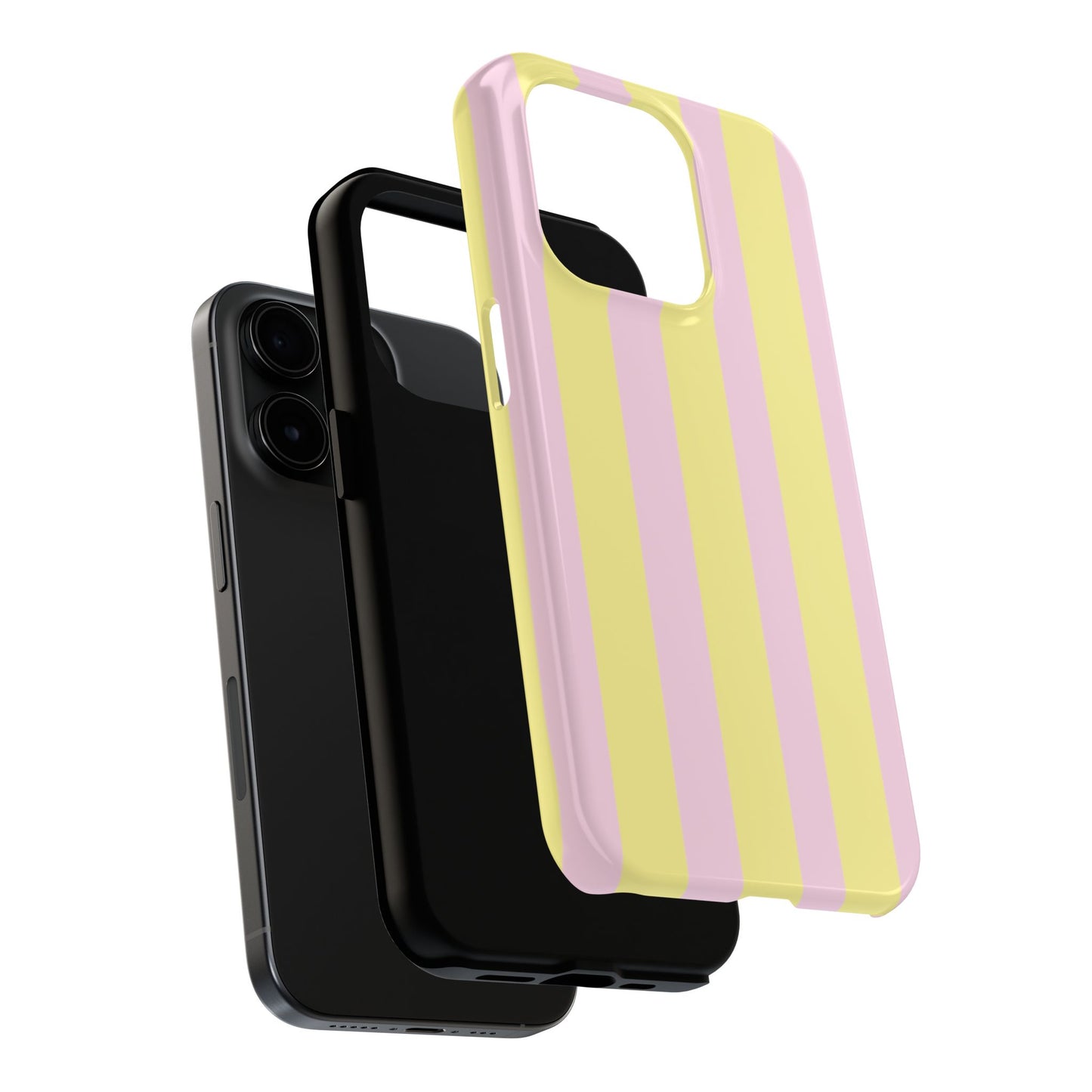 Pastel striped phone case, Pink and yellow stripes