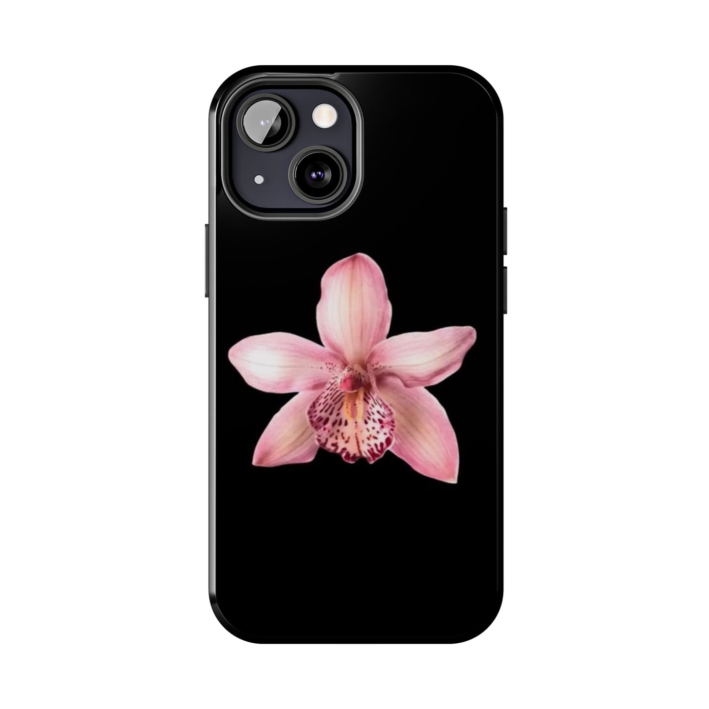 Realistic Orchid Flower with Black Background Glossy Phone Case