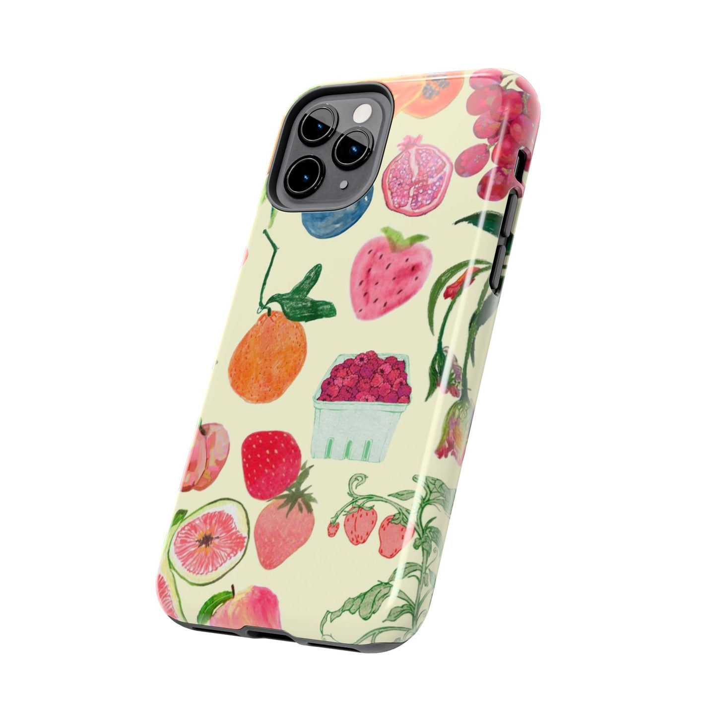 Fruit Print Phone Case, Yellow, Aesthetic, Hailey Bieber, Matilda Djerf, LA, Preppy, Clean Girl, Glossy Phone Case