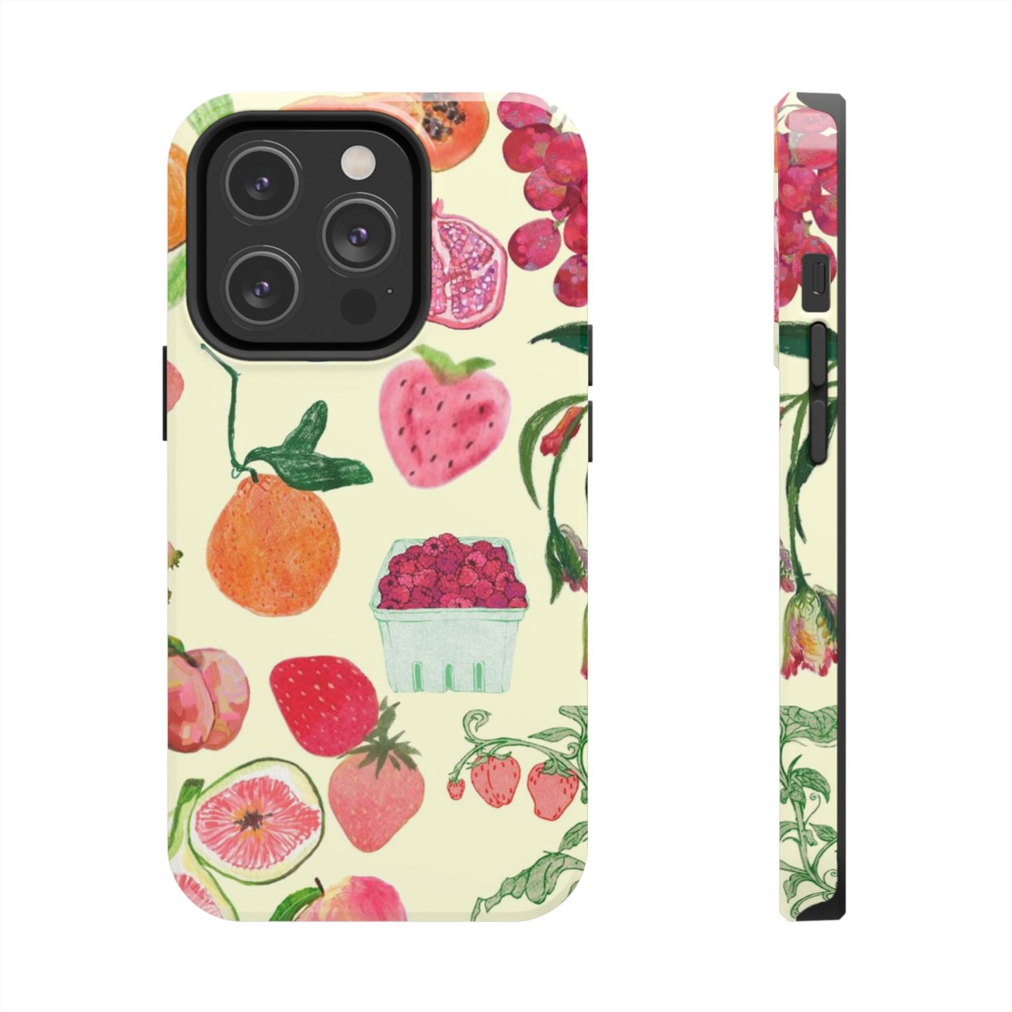 Fruit Print Phone Case, Yellow, Aesthetic, Hailey Bieber, Matilda Djerf, LA, Preppy, Clean Girl, Glossy Phone Case