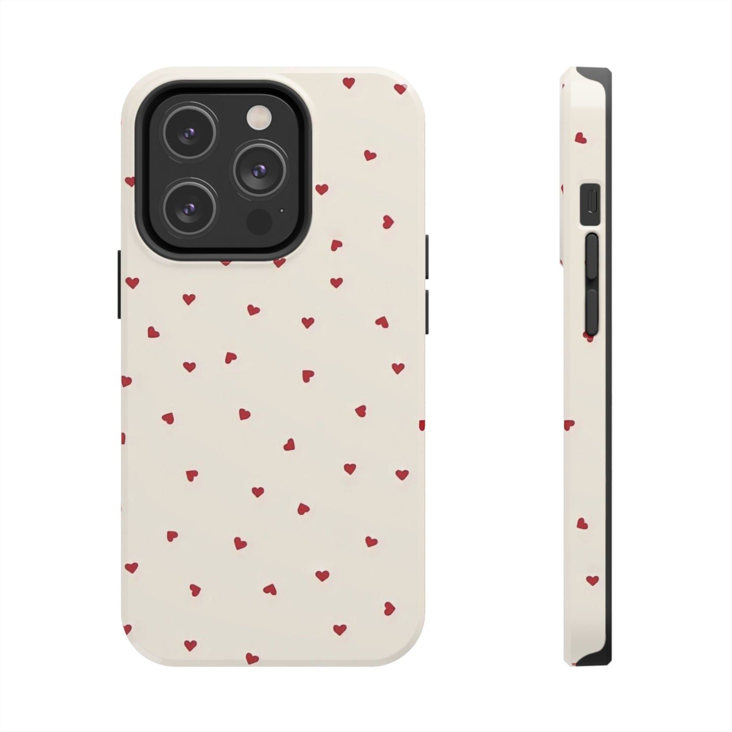Glossy Phone Case, Red Heart Print, Coquette, Aesthetic Phone Case