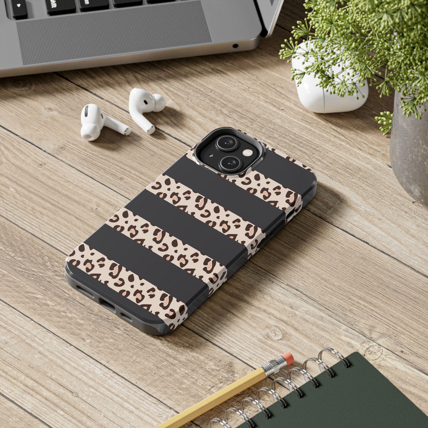 Cheetah Print Striped iPhone Case – Black Striped Cheetah Print Aesthetic