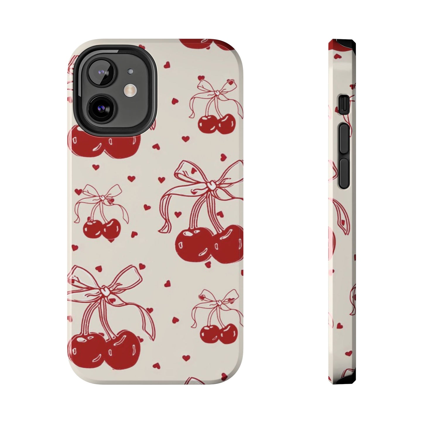 Red Cherry Pattern Fashion Aesthetic Glossy Phone Case